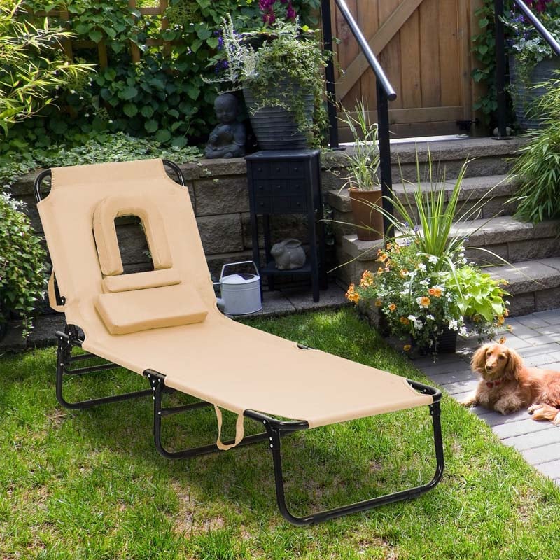 Chaise longue de plage pliante, chaise inclinable réglable, lit de camping