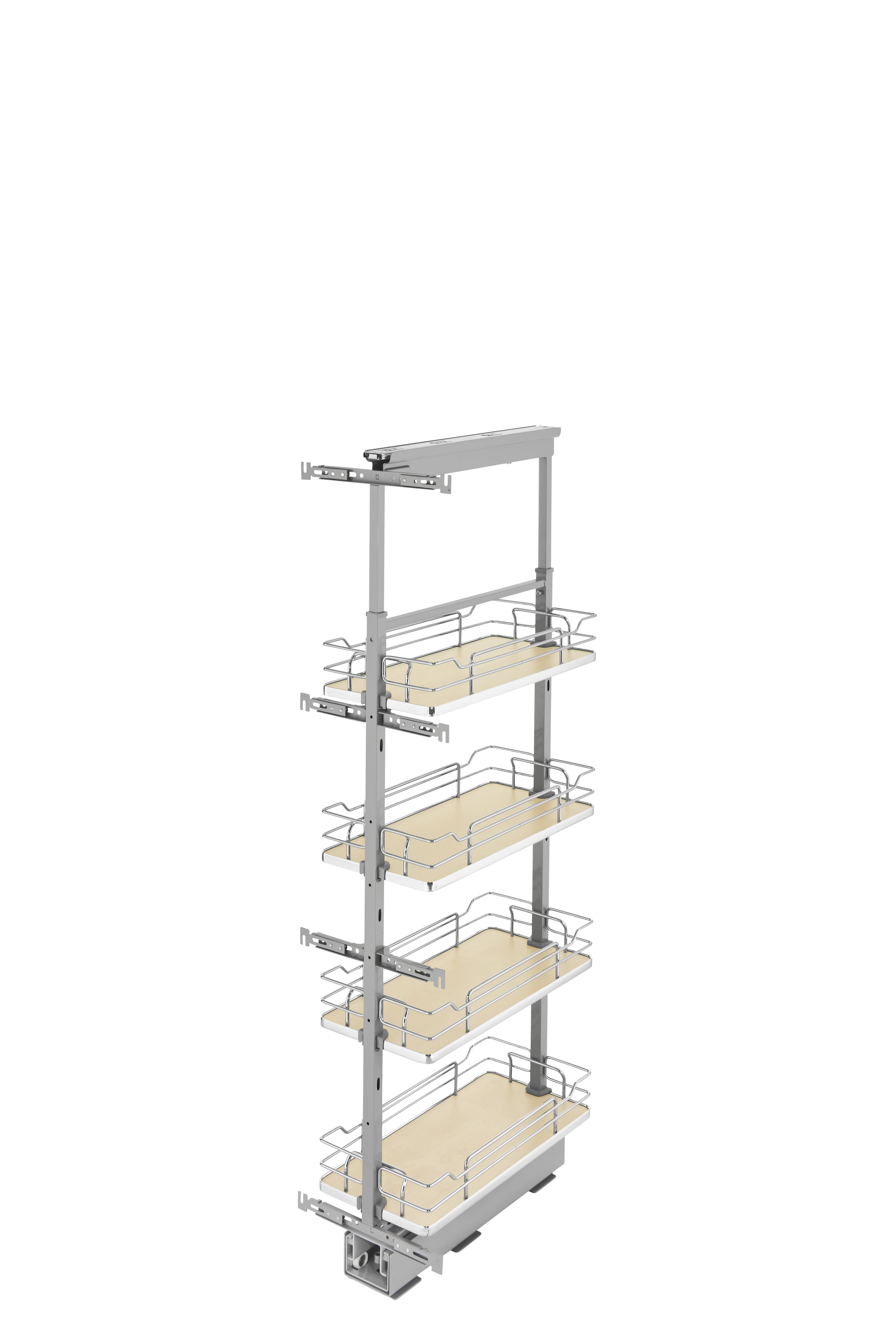 Rev-A-Shelf 10 in Chrome Solid Bottom Pantry Pullout Soft Close 5350-10-Maple