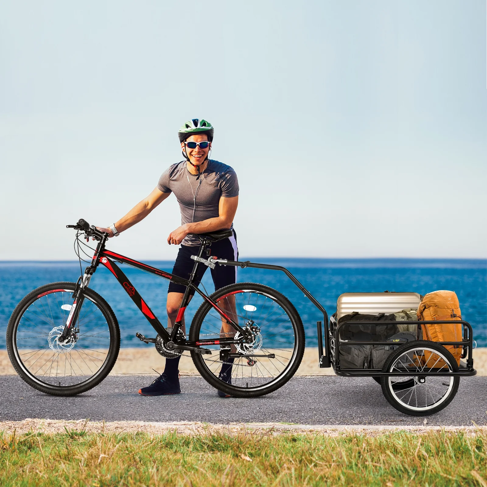 Two Wheel Bicycle Cargo Trailer, Black - Image 4