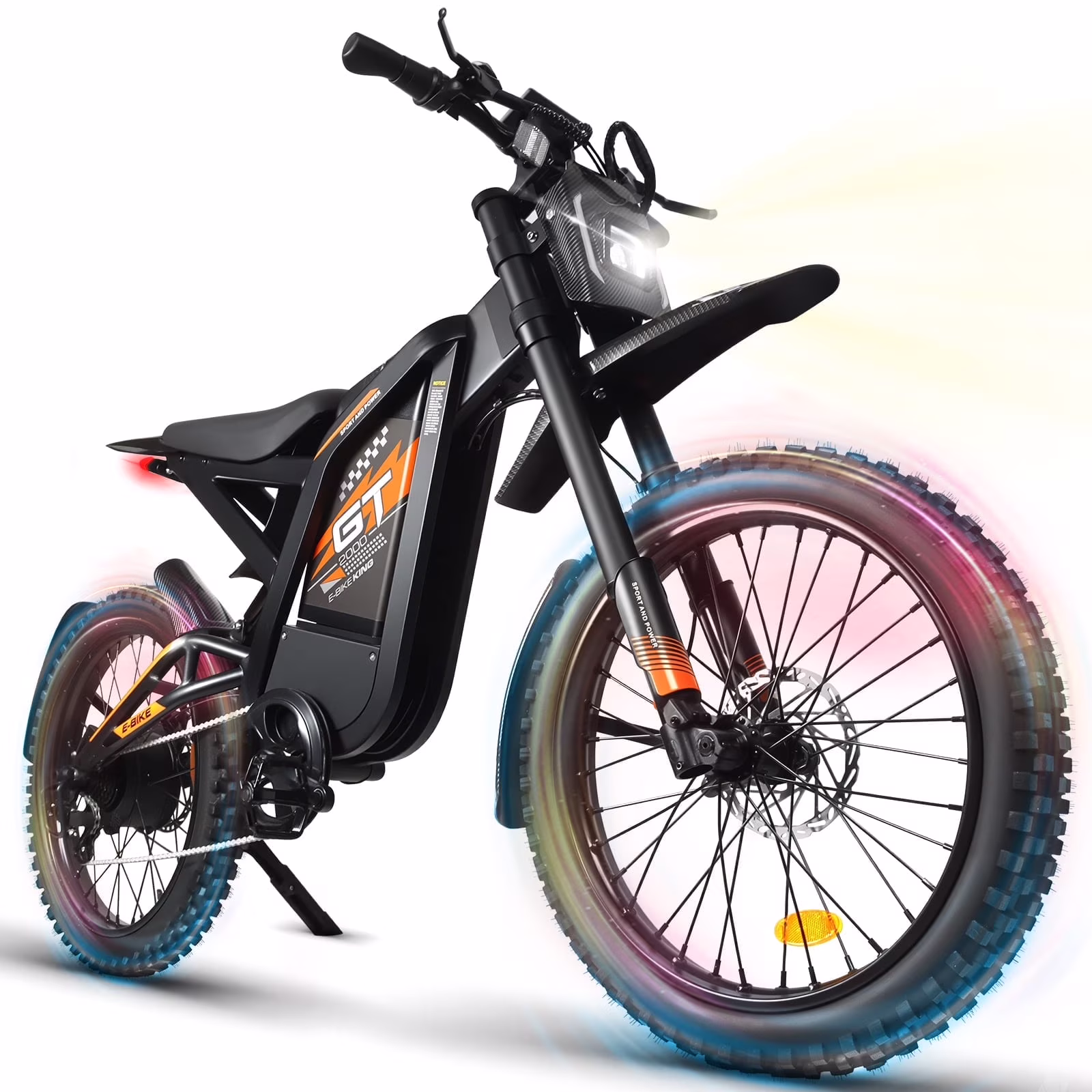 GT2000 Electric Dirt Bike for Adults, 3000W Peak Electric Motorcycle, 37MPH Electric Bike, 48V 30Ah Battery, 85+Miles Mountain Bike, 24" Fat Tire Ebike, Hydraulic Brakes, Full Suspension, UL2849(Black) - Image 3