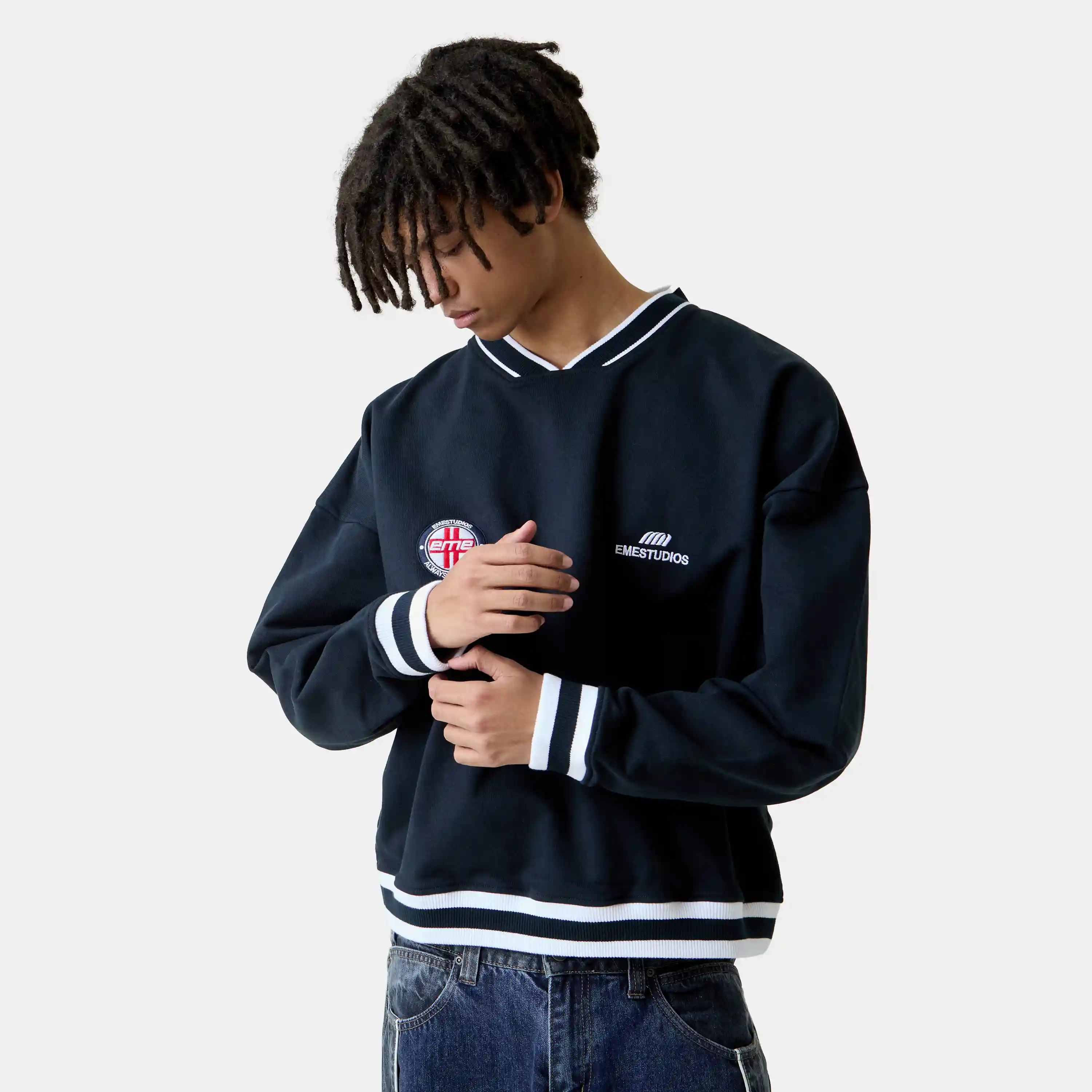 Academy Navy Oversized Crewneck