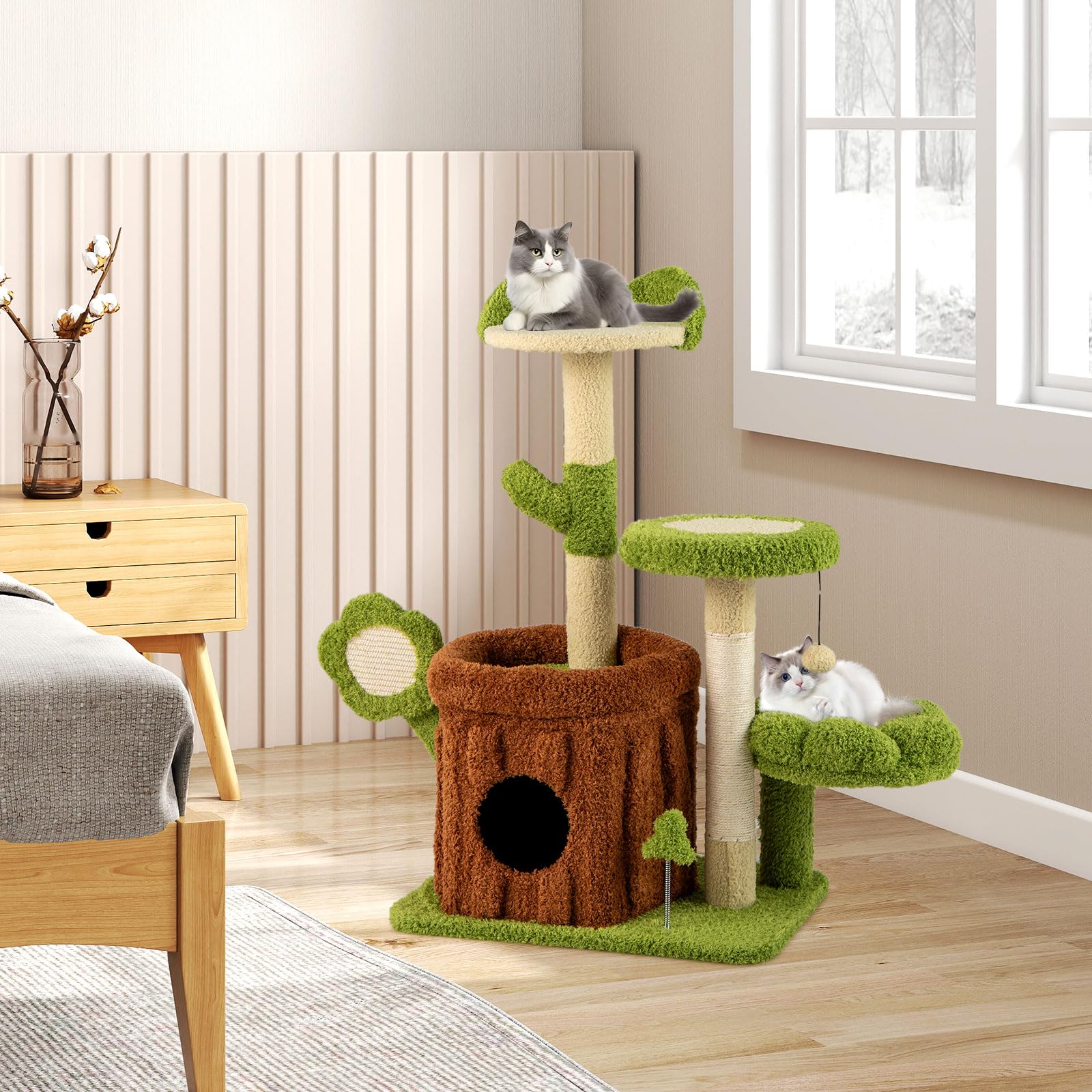 Tangkula 36 Inch Aesthetic Cat Tower with Sisal Scratching Posts & Board