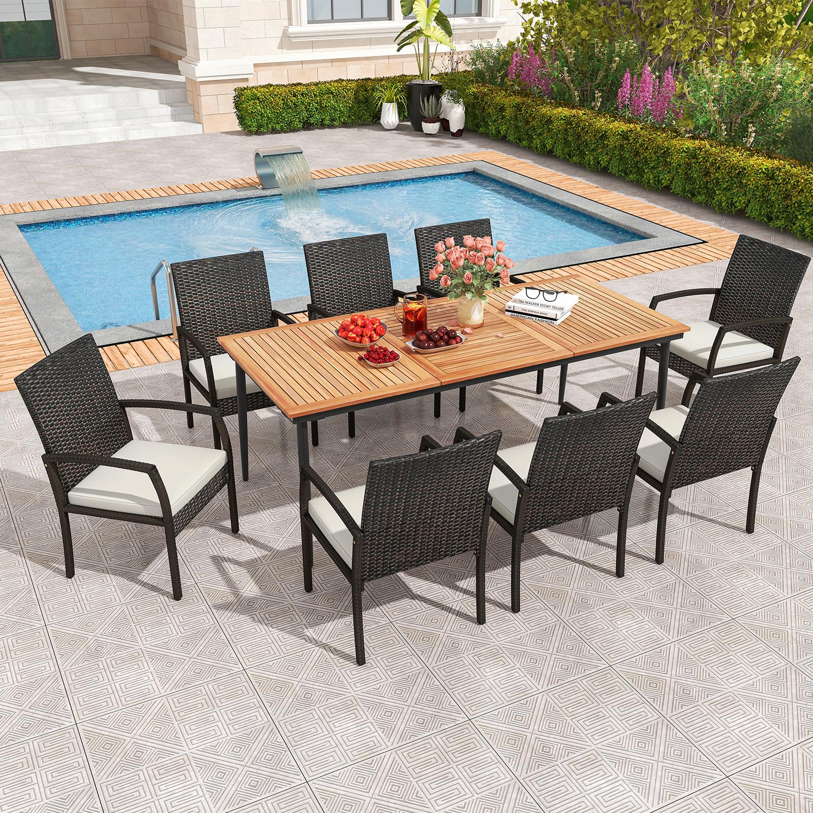 Tangkula 9-Piece Patio Dining Set, 79