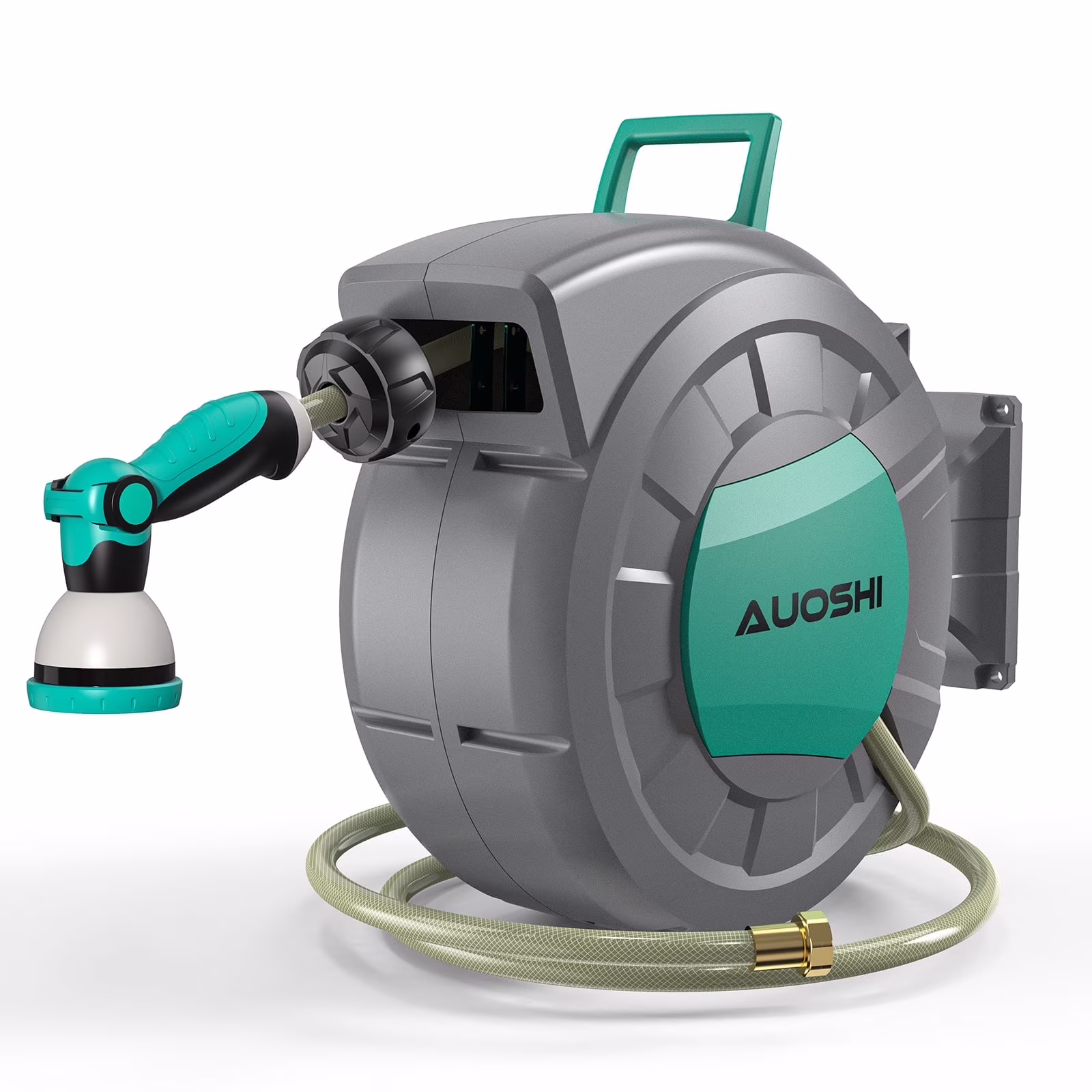 Retractable Garden Hose Reel 1/2" 100ft Automatic Hose Reel with 10 Function Sprayer Nozzle Wall Mount 180 Deg Swivel Bracket Hose Reel with Any Length Lock Slow Return System(100')