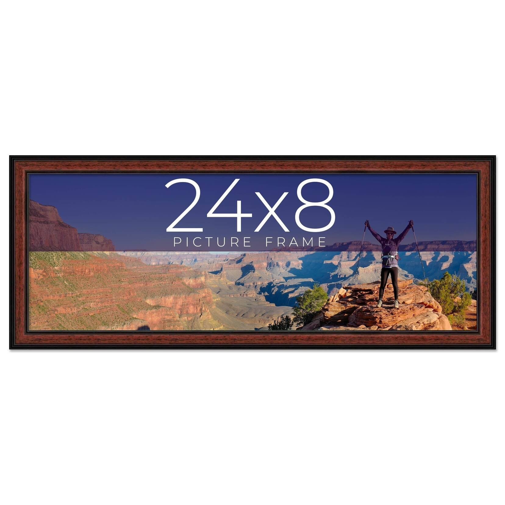 CustomPictureFrames.com 24x8 Executive Brown Real Wood Picture Frame Width 1.25 Inches | Interior Frame Depth 0.5 Inches | Seeley Traditional Photo
