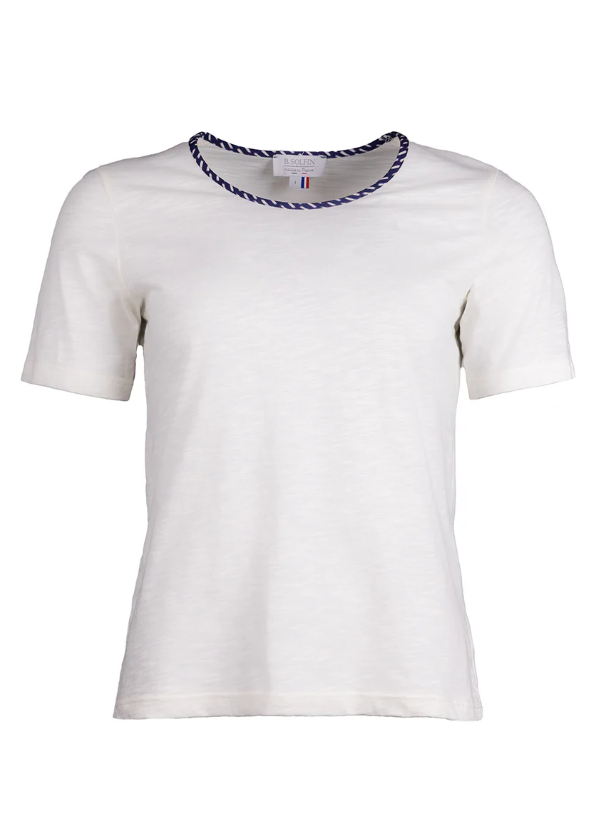 Tee-shirt femme en coton blanc écru