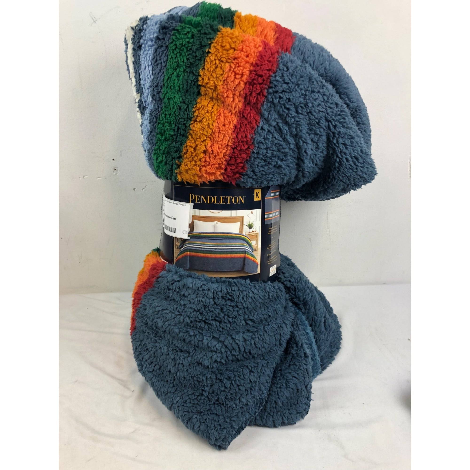 Pendleton Bedding | Pendleton Serape Stripe Blue Sherpa Fleece Blanket King Nwt | Color: Blue/Red | Size: King | Longbeachposh's Closet
