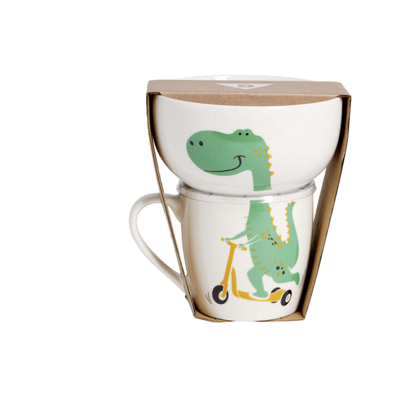 Ensemble bol et mug en porcelaine motif enfant motif dinosaure H15cm