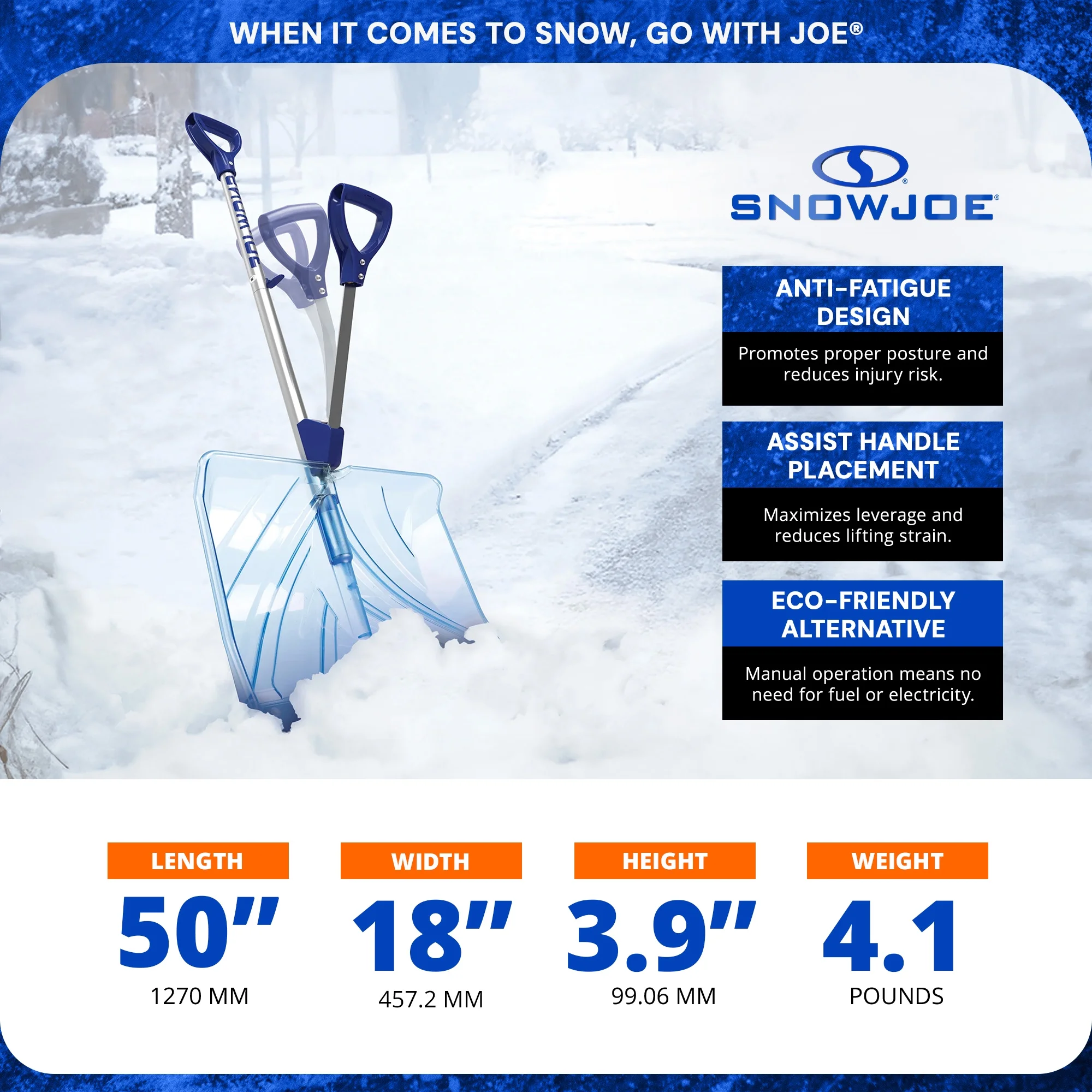 3 Pack Shovelution Snow Shovel w/ 18" Shovel Blade Assist Handle - Image 3