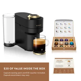 Nespresso Limited - Edition Vertuo Pop Coffee and Espresso Maker by Breville, Matte Black Gold