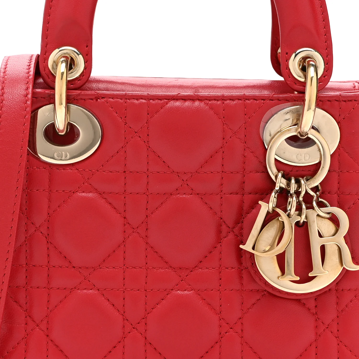 Lambskin Cannage Mini Lady Dior Red