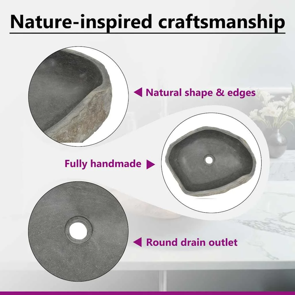 Bathroom Basin, Vessel Sink, Easy Assembly, (17.7"-20.9")x(13.4"-16.1")x4.5" River Stone(18.1"-20.5") - Image 5