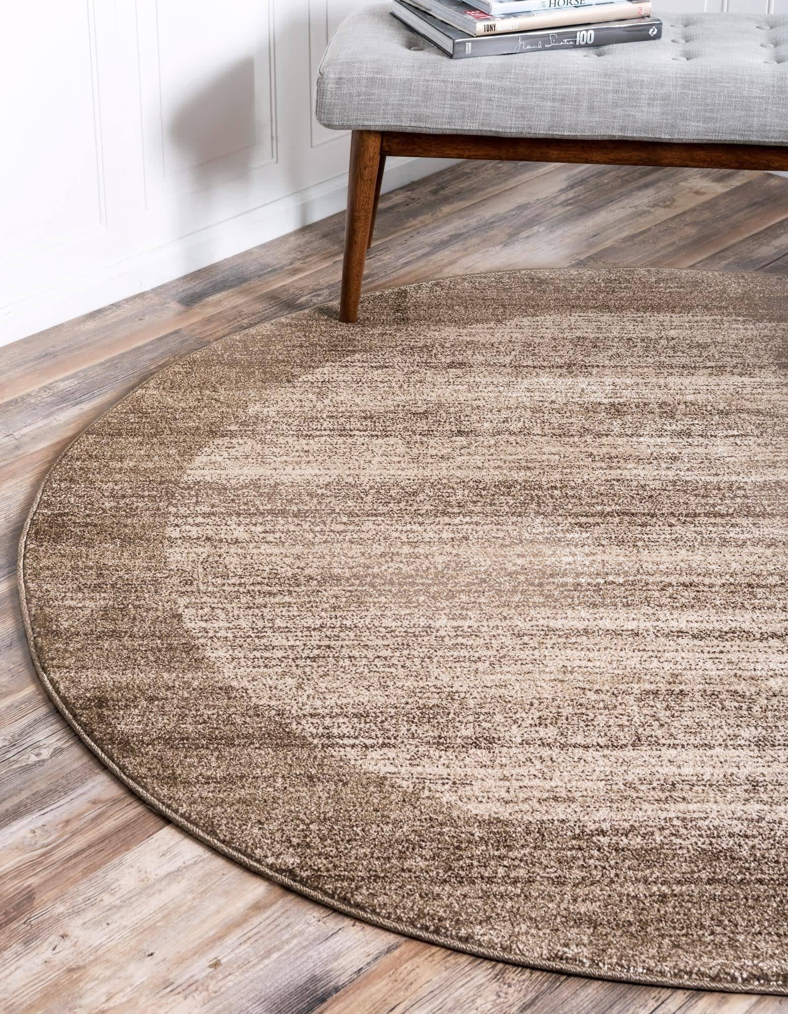 Unique Loom Abigail Del Mar Area Rug , 8'x8' Round ,Beige