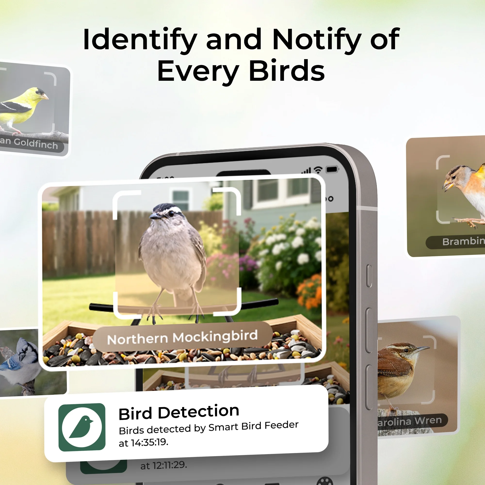 Bird Feeder with Camera, AI Identify 10,000+ Species, Auto Capture, Real-Time Notifications, Upgraded for Bird Watching with Solar Panel, Perfect Gift for Bird Lovers(Wood and Iron roof) - Image 2