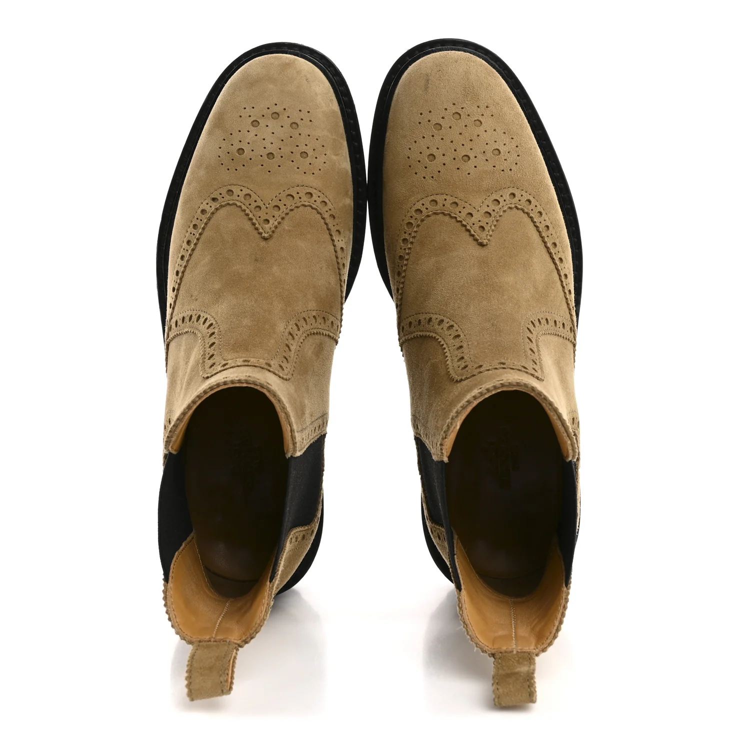 Suede Goatskin Chelsea Ankle Boots 37 Beige Gobi
