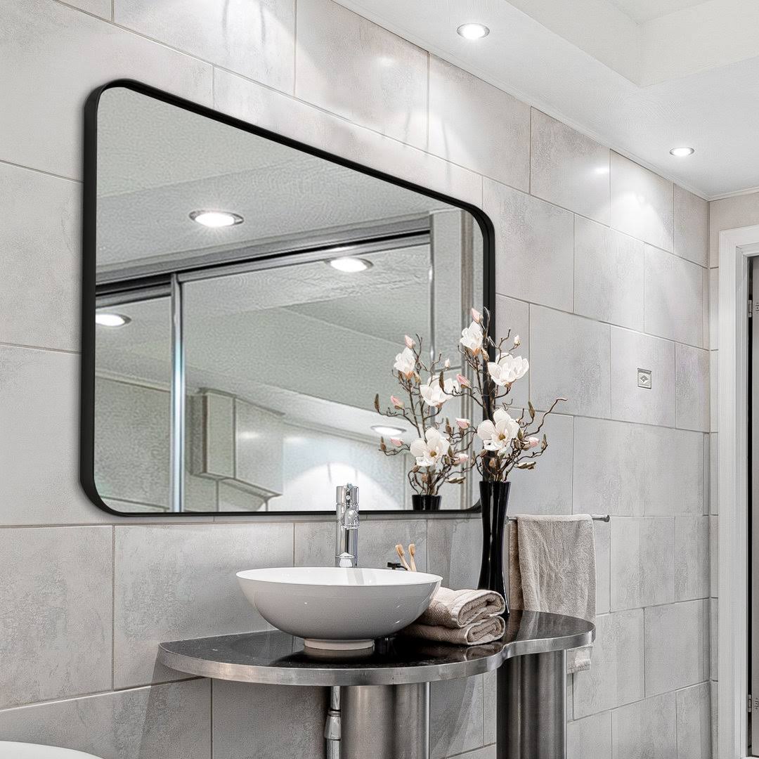 Eitzen Rectangle Metal Wall Mirror 17 Stories Finish: Black, Size: 40