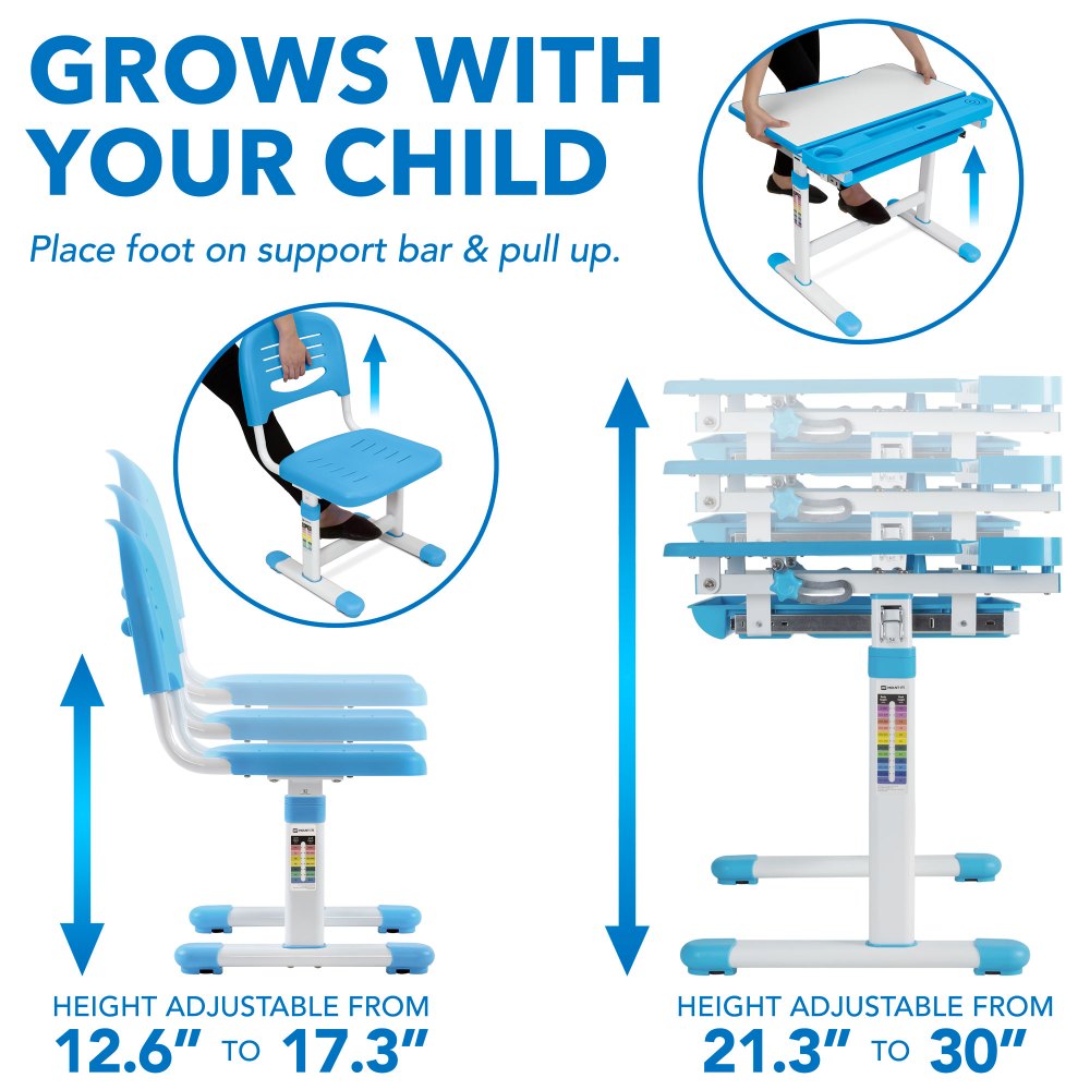 Mount - It! Kid - S Desk and Chair Set with Lamp and Book Holder