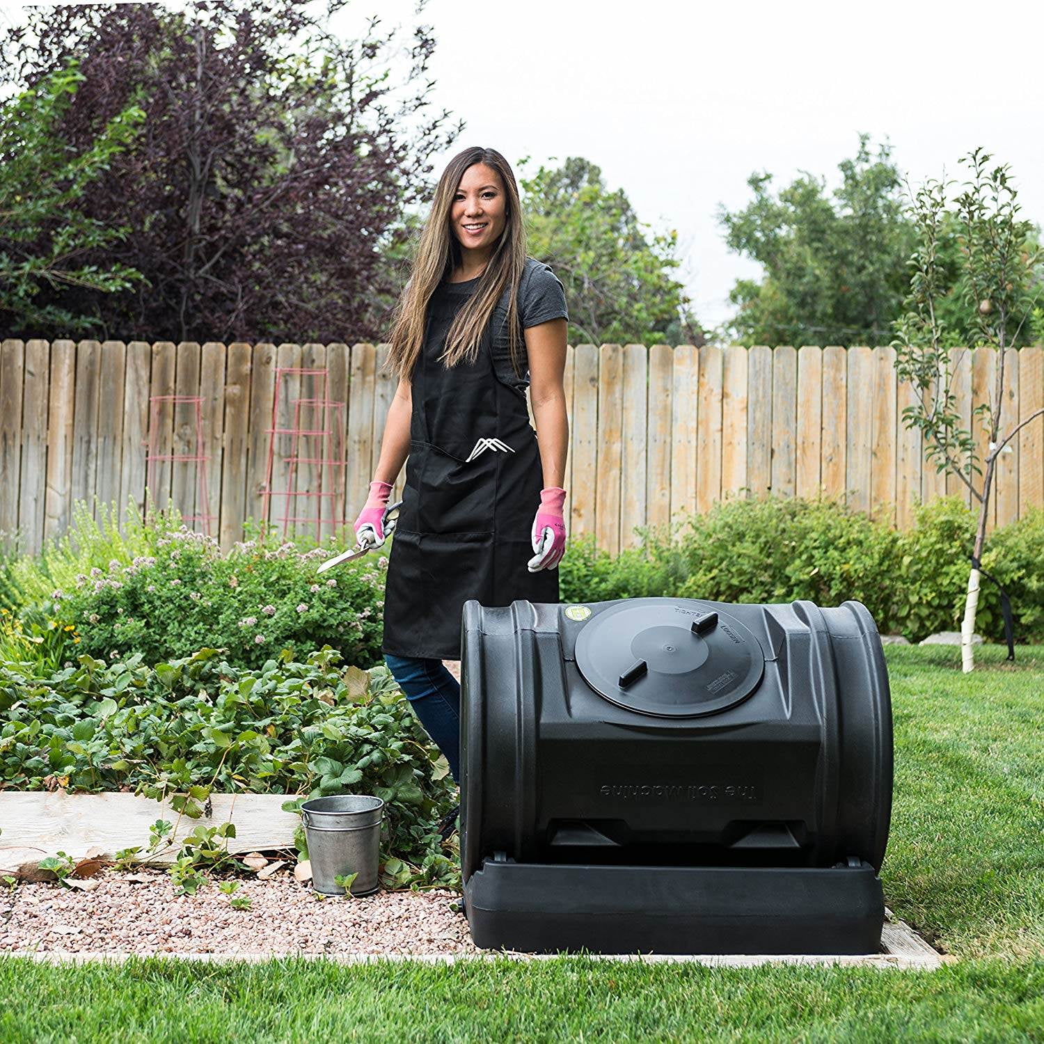 Compost Wizard Jr Outdoor Garden Compost Bin Container, Black - Image 5