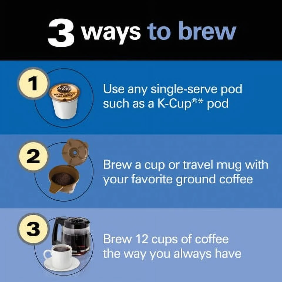 Hamilton Beach Flexbrew Trio Coffee Maker, Single - Serve, Black & Silver, Model 49954