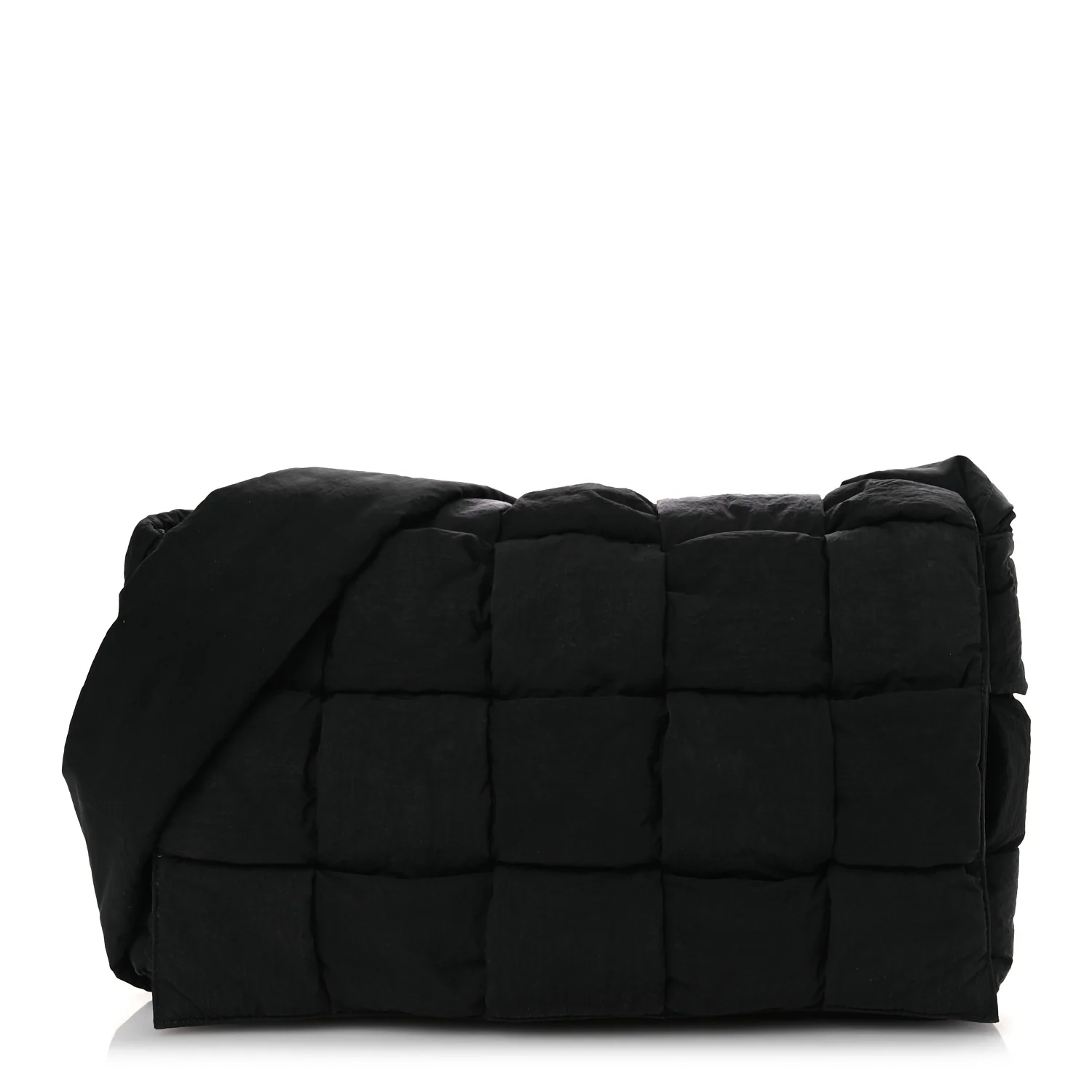 Nylon Intrecciato Padded Tech Maxi Cassette Bag Black