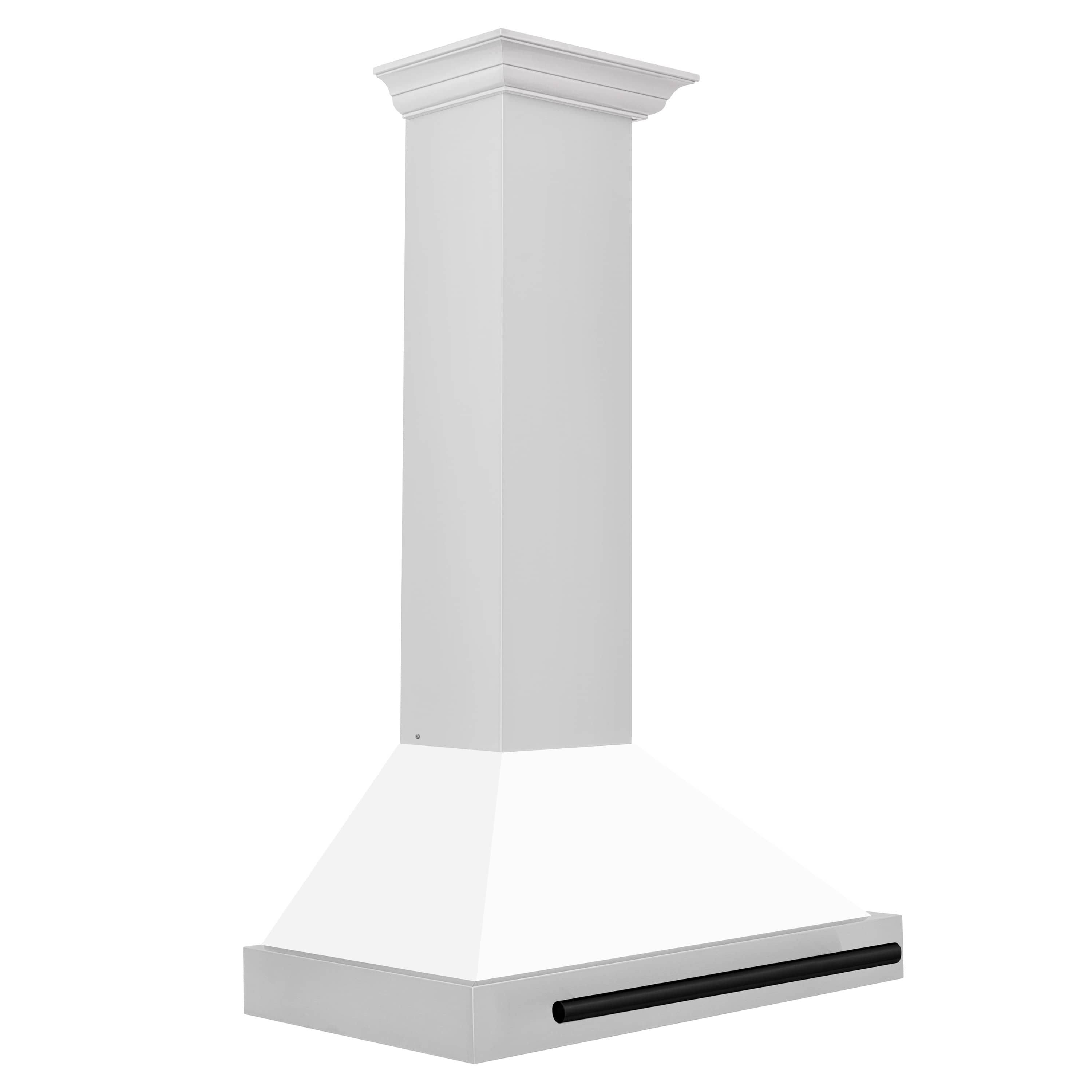 ZLINE 30 in. Autograph Edition Stainless Steel Range Hood with White Matte Shell and Accents (kb4stz-wm30), Matte Black