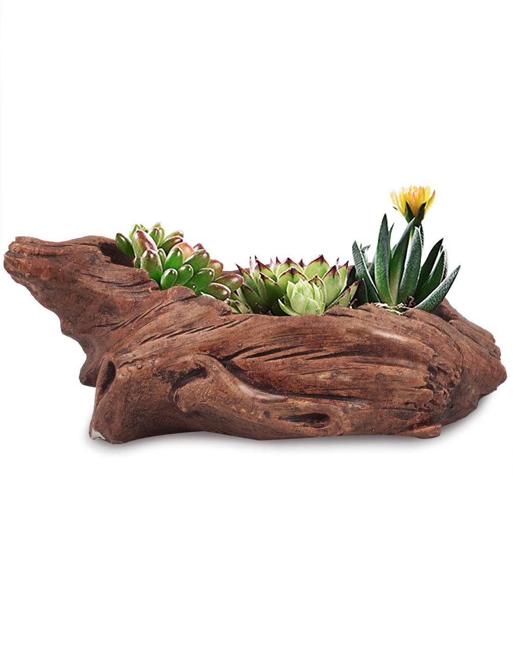 Dahlia Driftwood Stump Handmade Concrete Succulent Planter/Plant Pot/Flower Pot/Bonsai