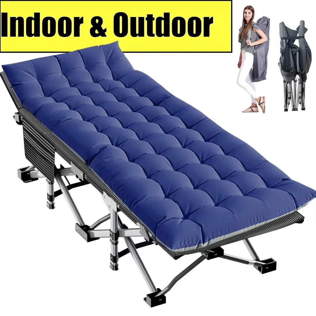 Docred Folding Camping Cots for Adults，heavy Duty Cots for Sleeping, Travel Military Portable Cots Bed with 2-Sided Mattress & Carrying Bag