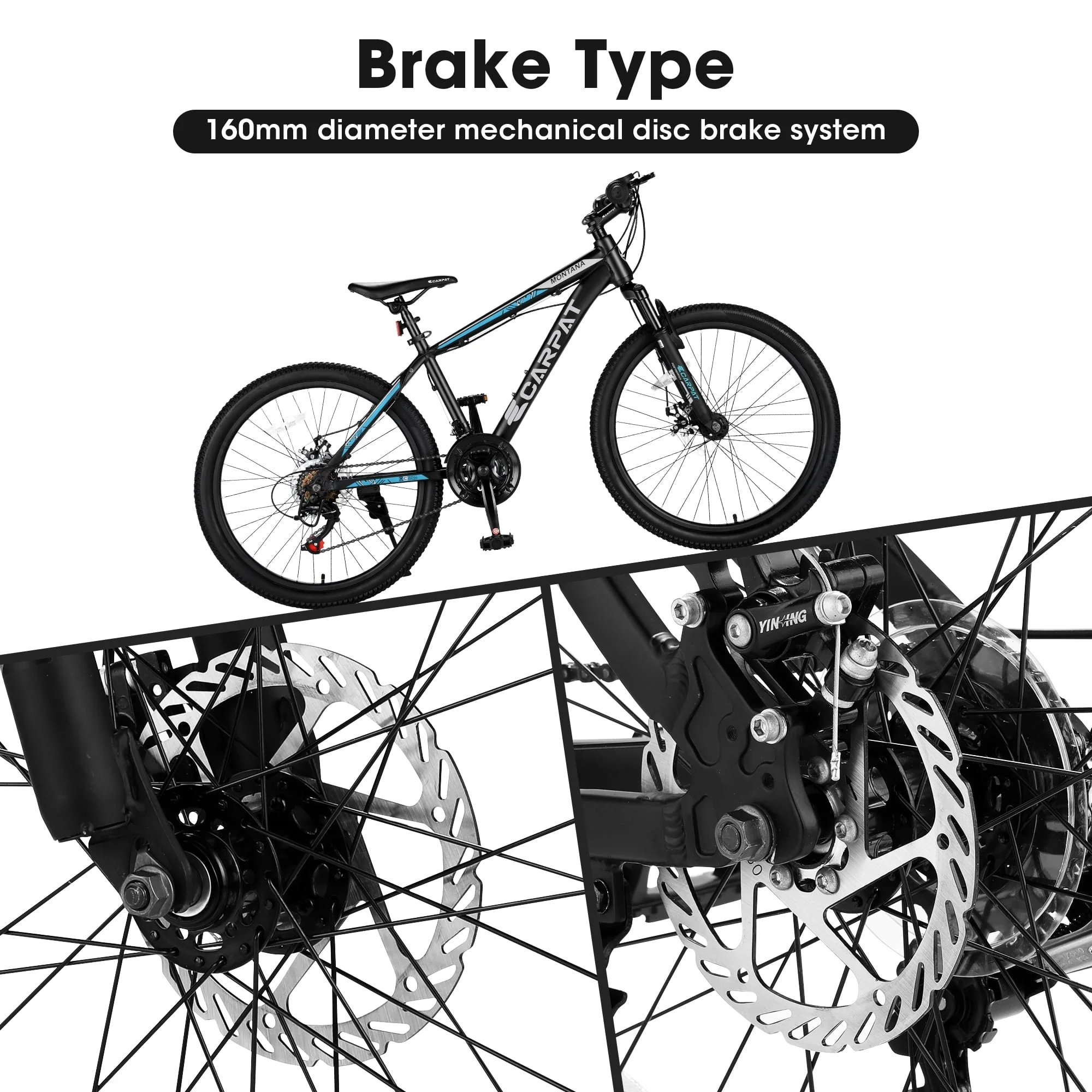 26" Mountain Bike, Aluminum Mountain Bike for Adult with Disc Brakes Suspension Image 2