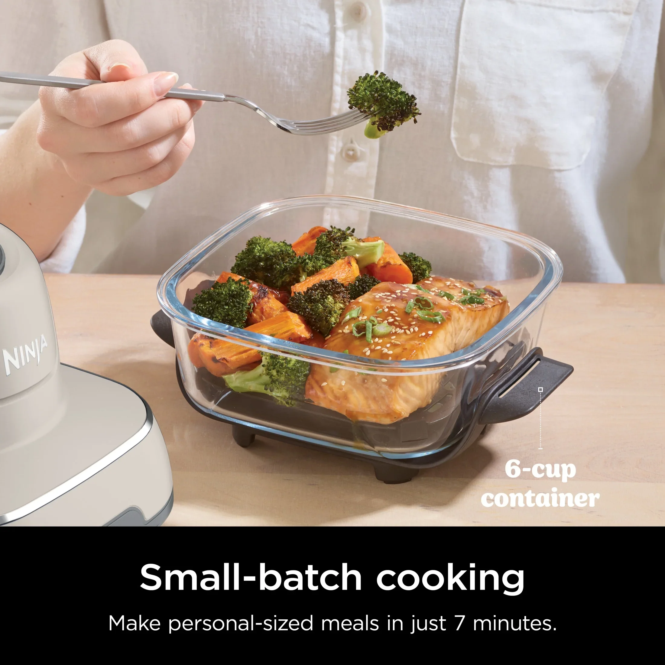 Ninja Crispi 4-in-1 Portable Glass Air Fryer Cooking System, 4-Qt & 6-Cup Containers, Cyberspace