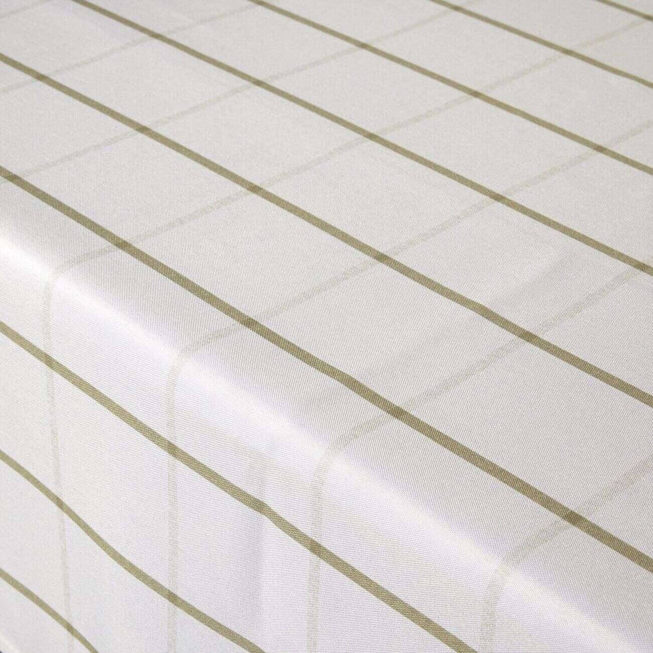 Nappe rectangulaire polyester blanche liseré kaki 150x250cm