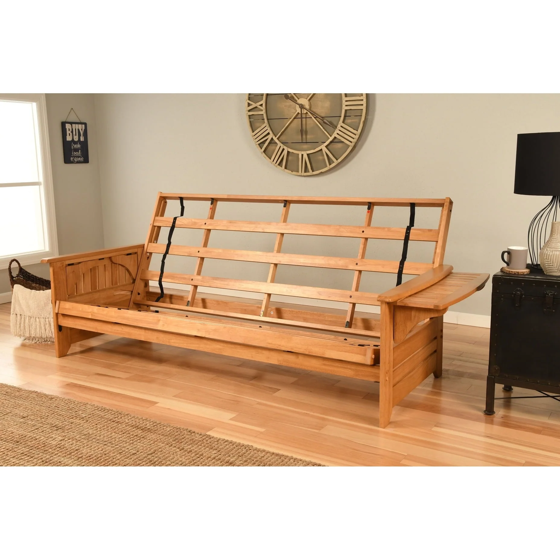 Phoenix Queen-size Futon Frame in Butternut Finish