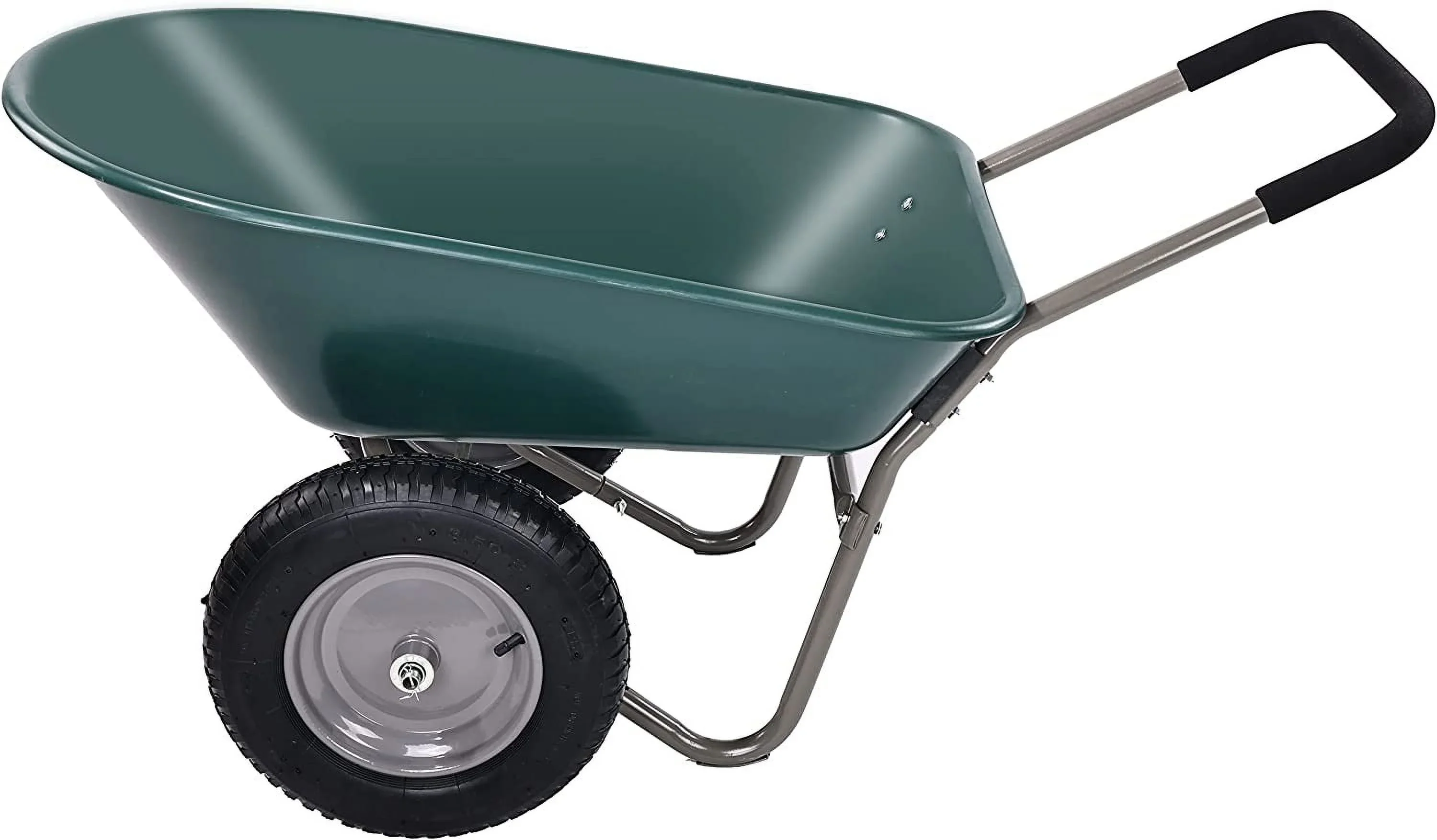 Wheelbarrow Garden Cart, Heavy Duty Home Utility, Dual-Wheel Home Garden Yard Utility Wheelbarrow Cart with Built-in Stand, Green