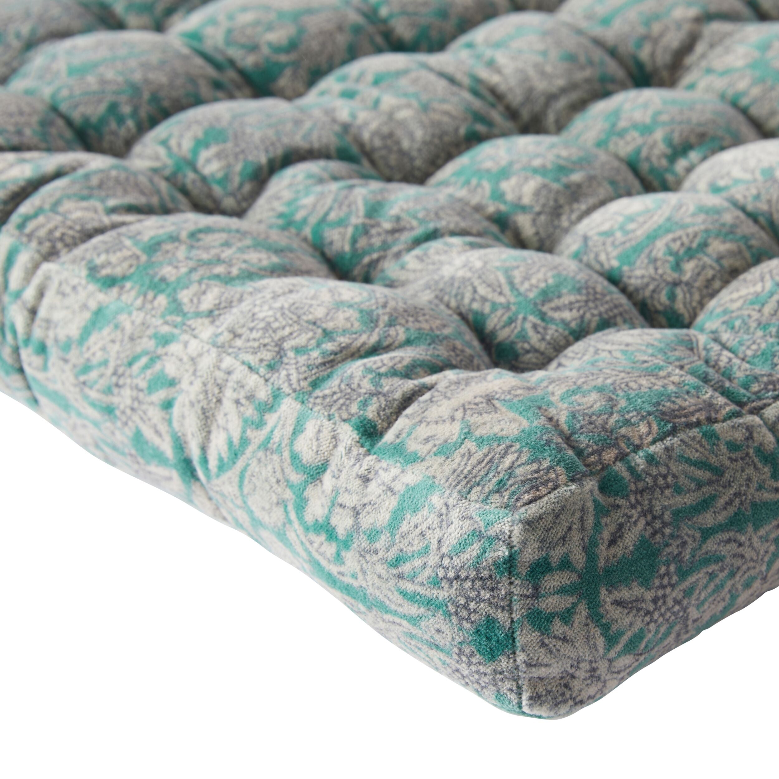 Samy Cotton Velvet Green Palm Seat Cushion