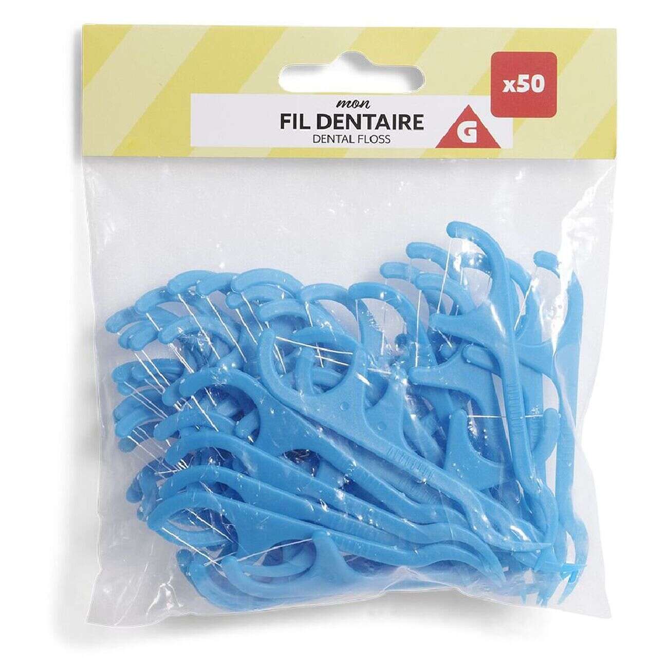 Lot 50 bâtons de fil dentaire avec manche ergonomique