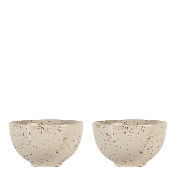 Ditte skål 12x7 cm 2 stk beige/burgunder