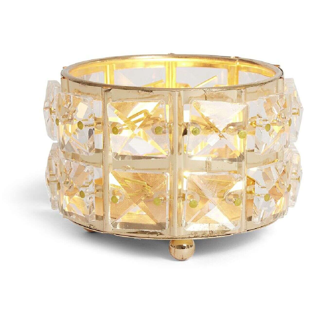 Bougeoir à strass Ø8,5cm verre et métal argenté