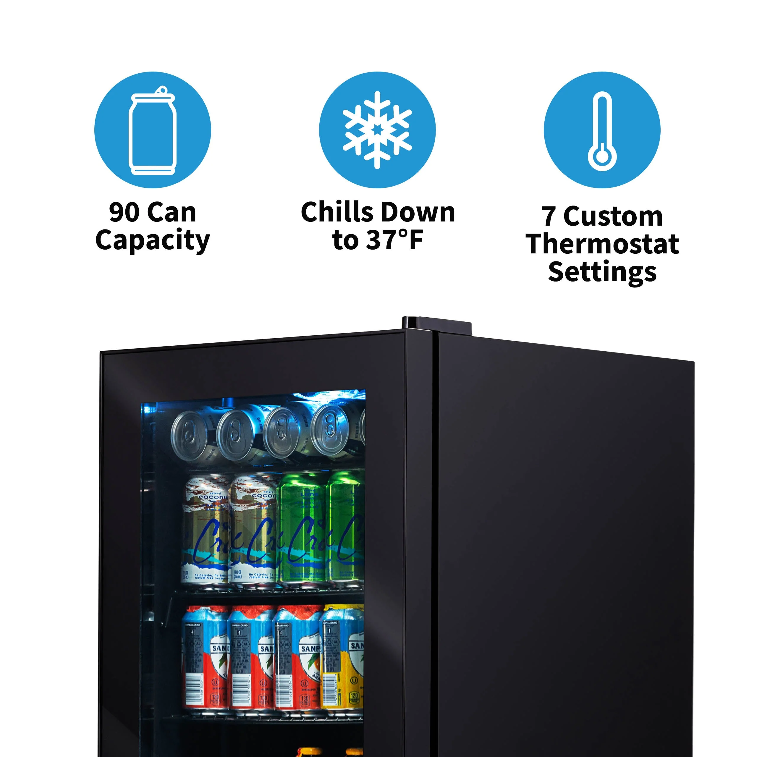 Newair 90-Can Freestanding Black Beverage Fridge - 17