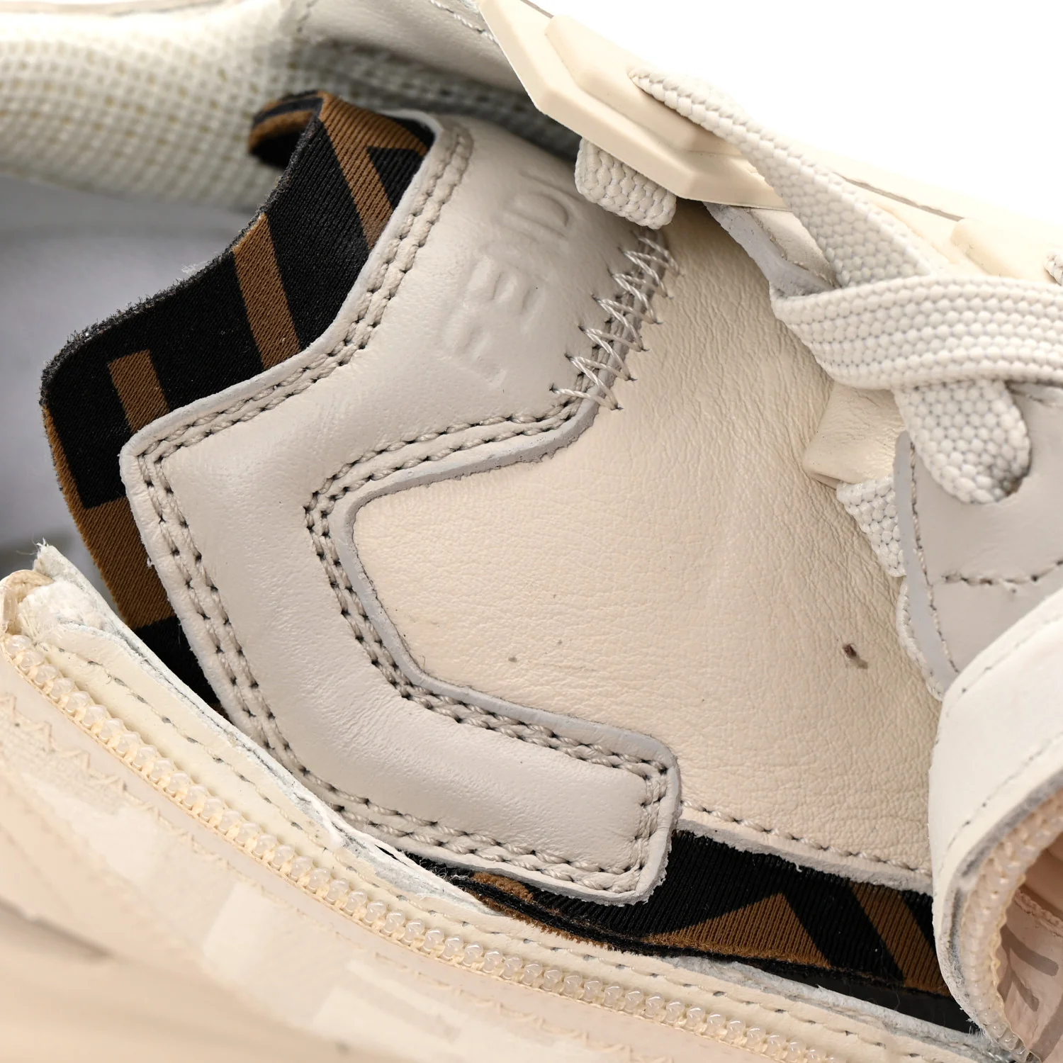 Calfskin Fabric FF Fendi Flow Low Top Sneakers 36 White