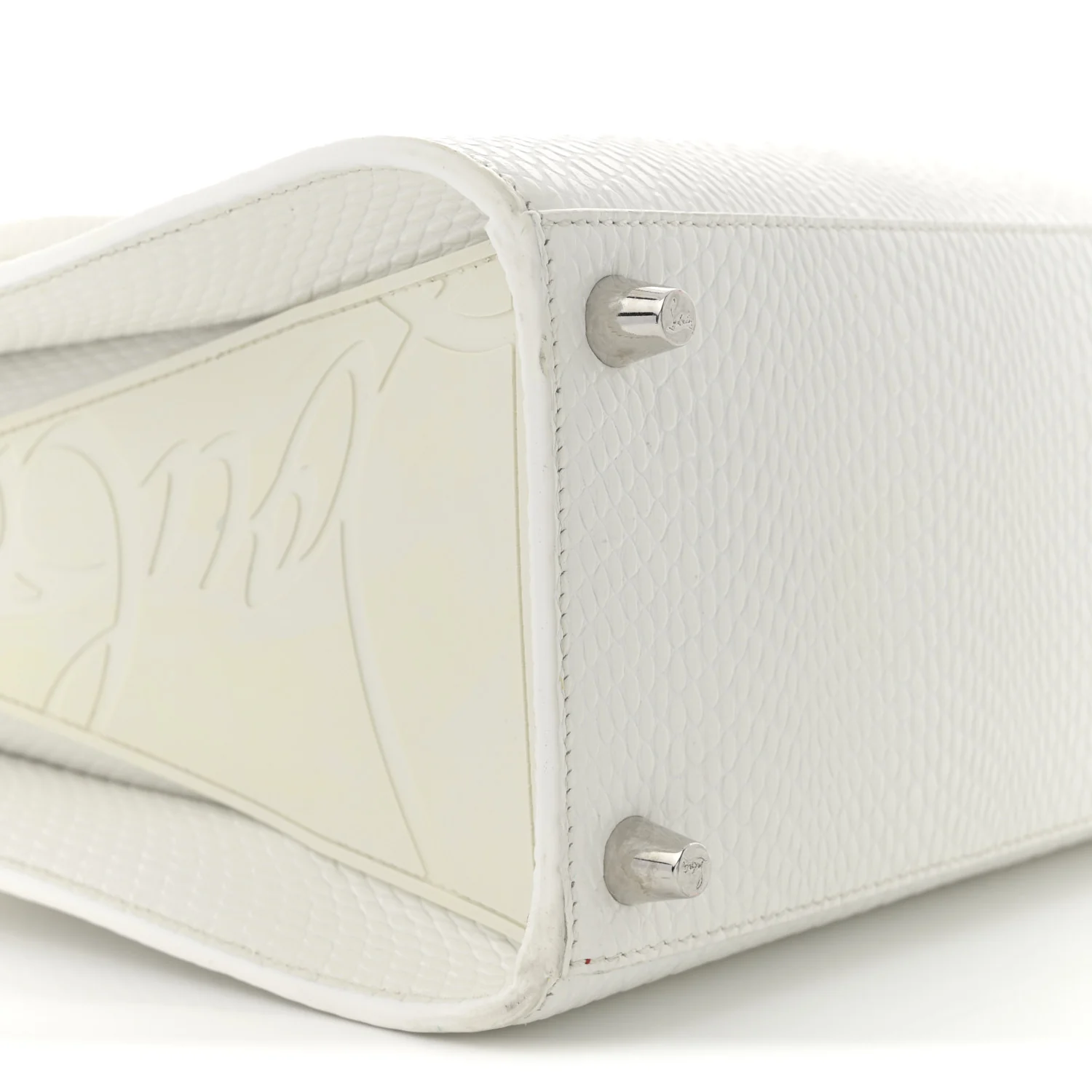 Calfskin Lizard Embossed Medium Paloma White