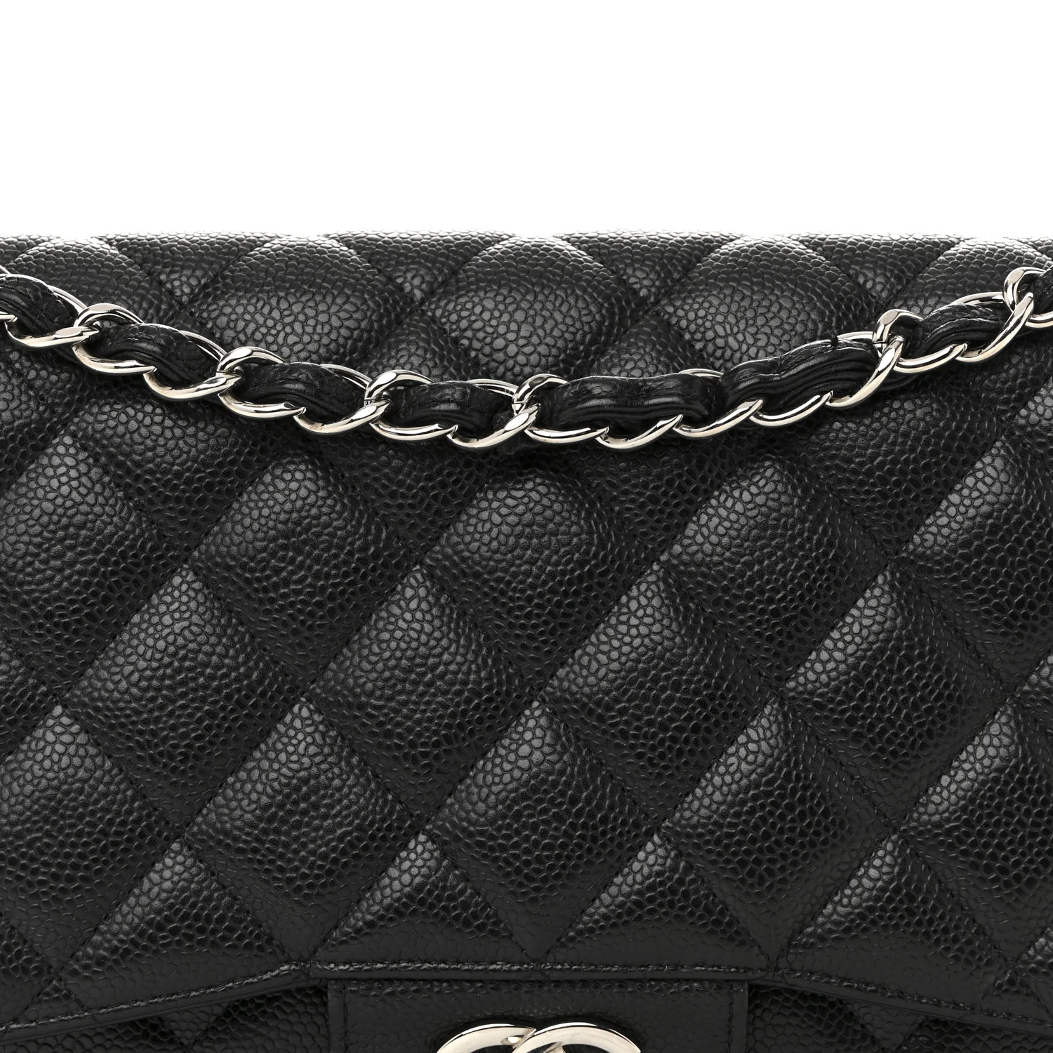 Caviar Quilted Jumbo Double Flap Black