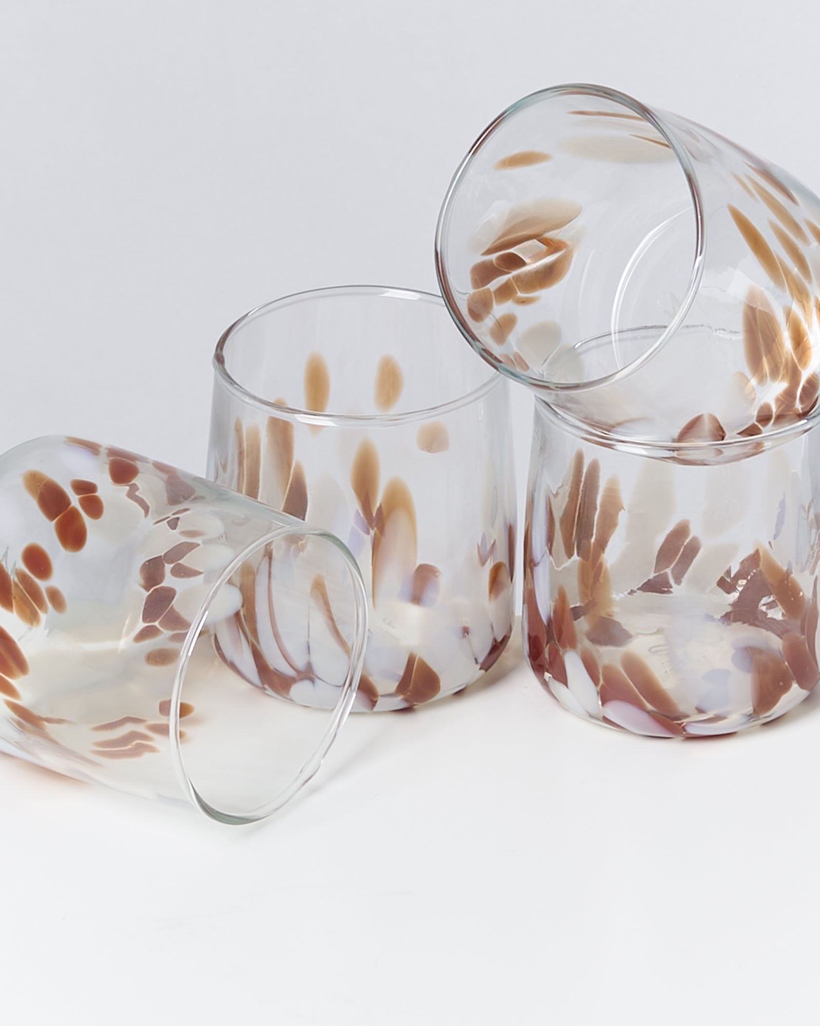 ALEGRIA - SMALL GLASS AMBER SAND SET OF 4