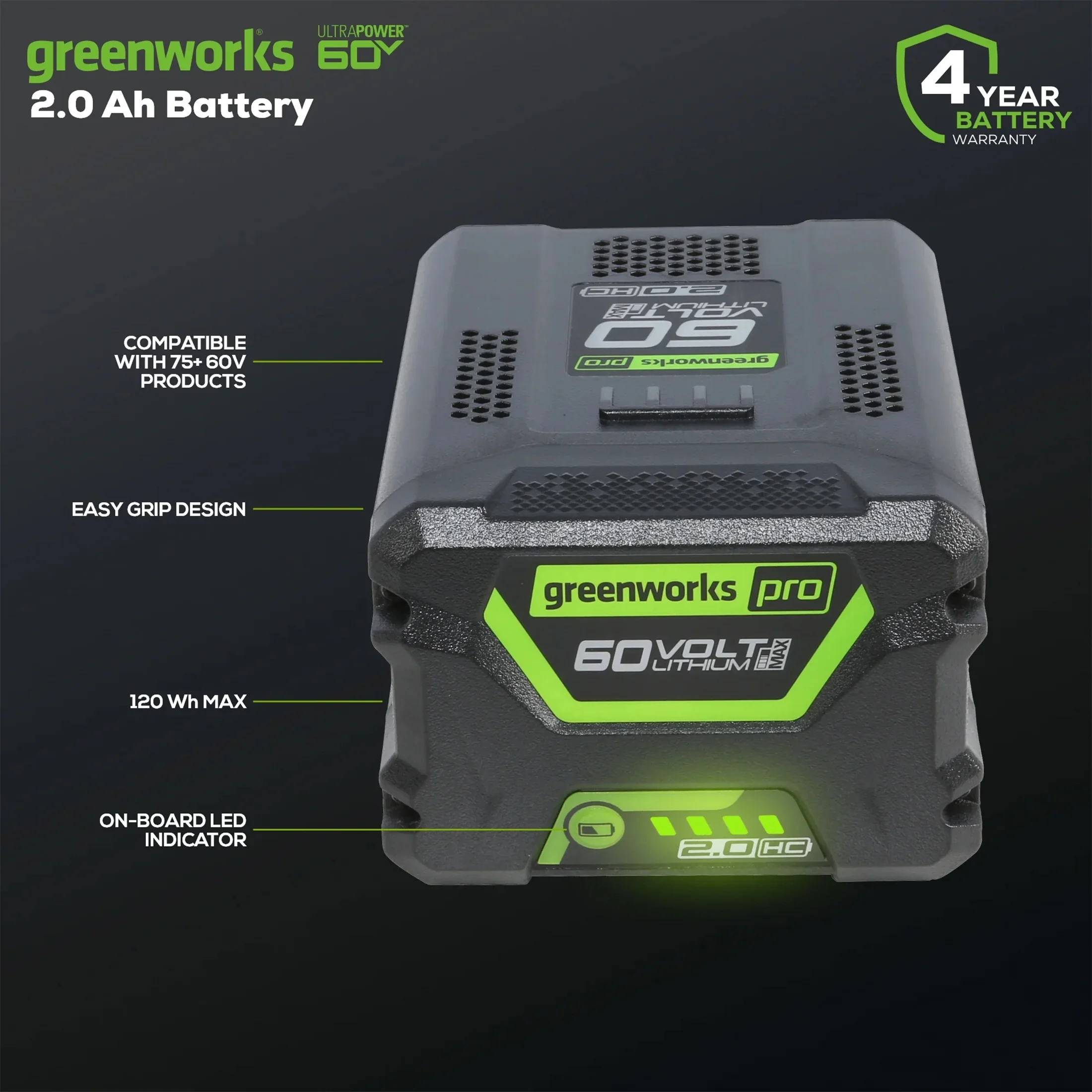 60V HC 2.0Ah Battery 2948702 - Image 2