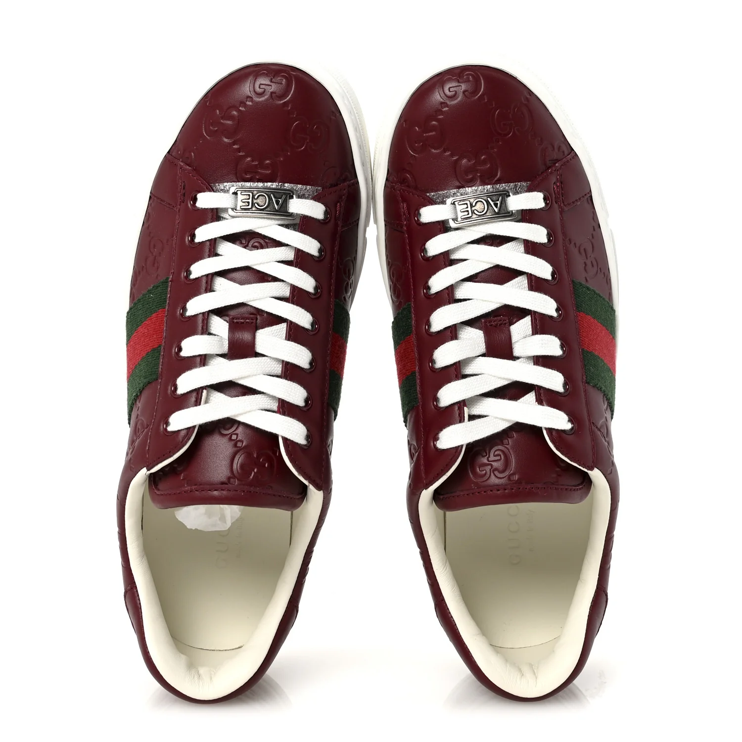 Calfskin GG Embossed Web Mens Ace Sneakers  36.5 Ancora Red