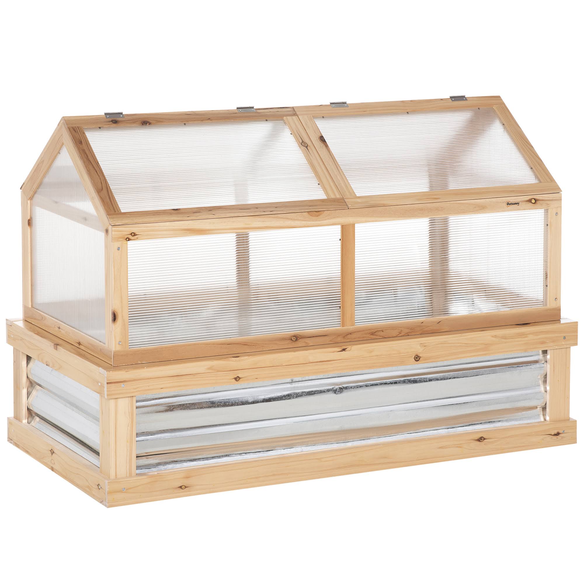 Outsunny Raised Garden Bed with Greenhouse Top, Wooden Cold Frame