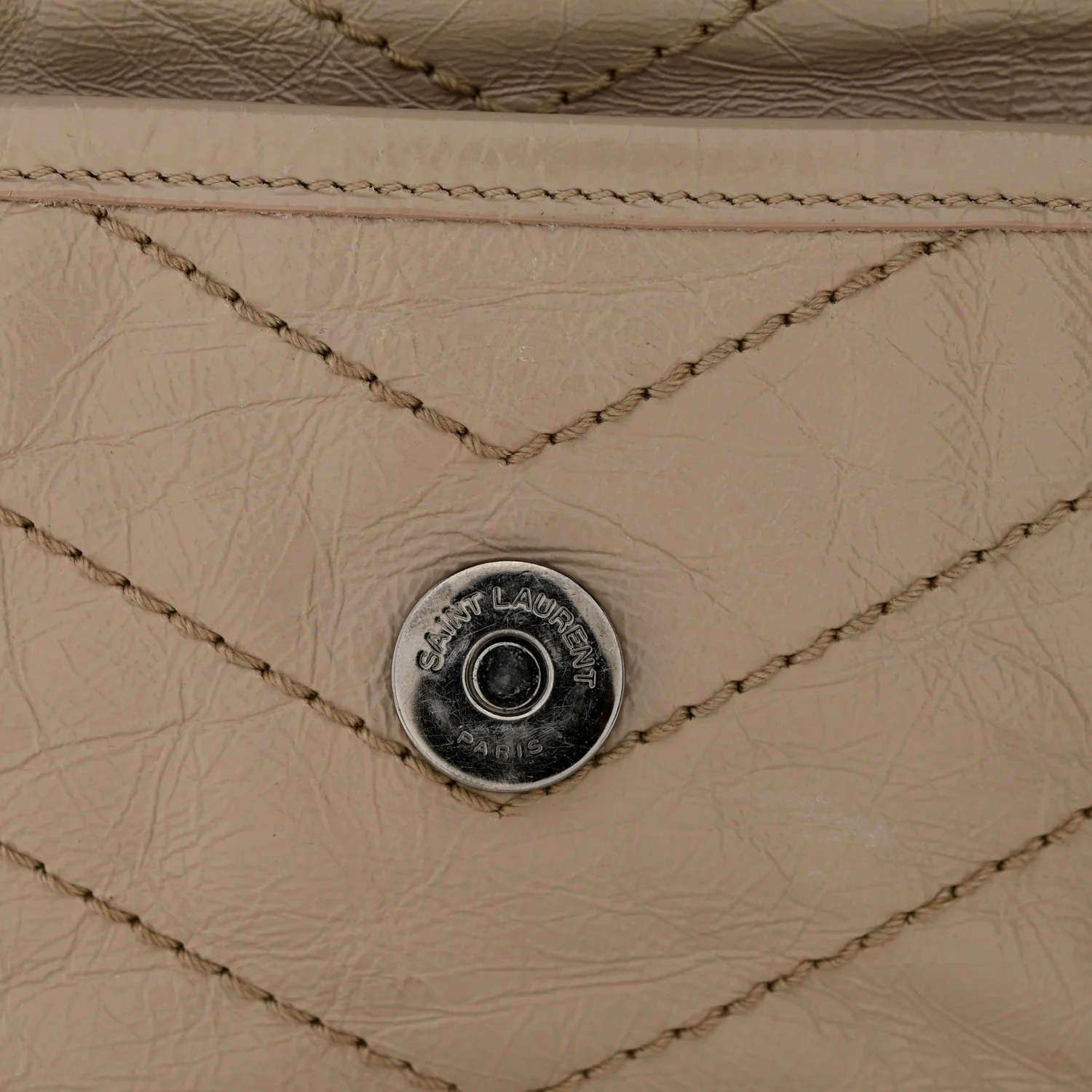Crinkled Calfskin Matelasse Monogram Medium Niki Chain Satchel Gold Sand