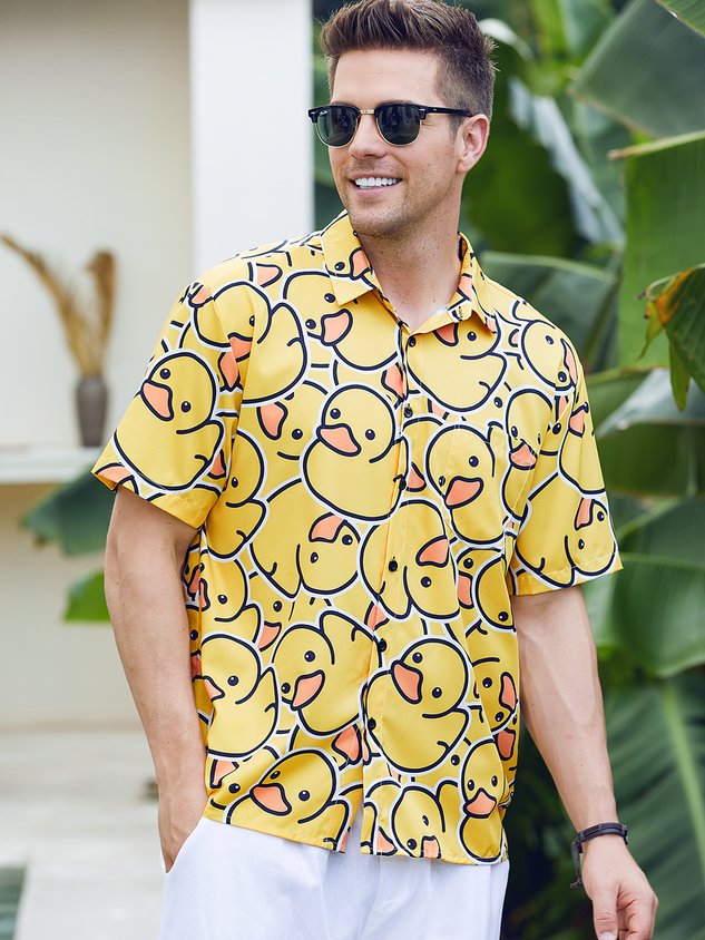 Chemise décontractée à manches courtes et poche poitrine Yellow Duck