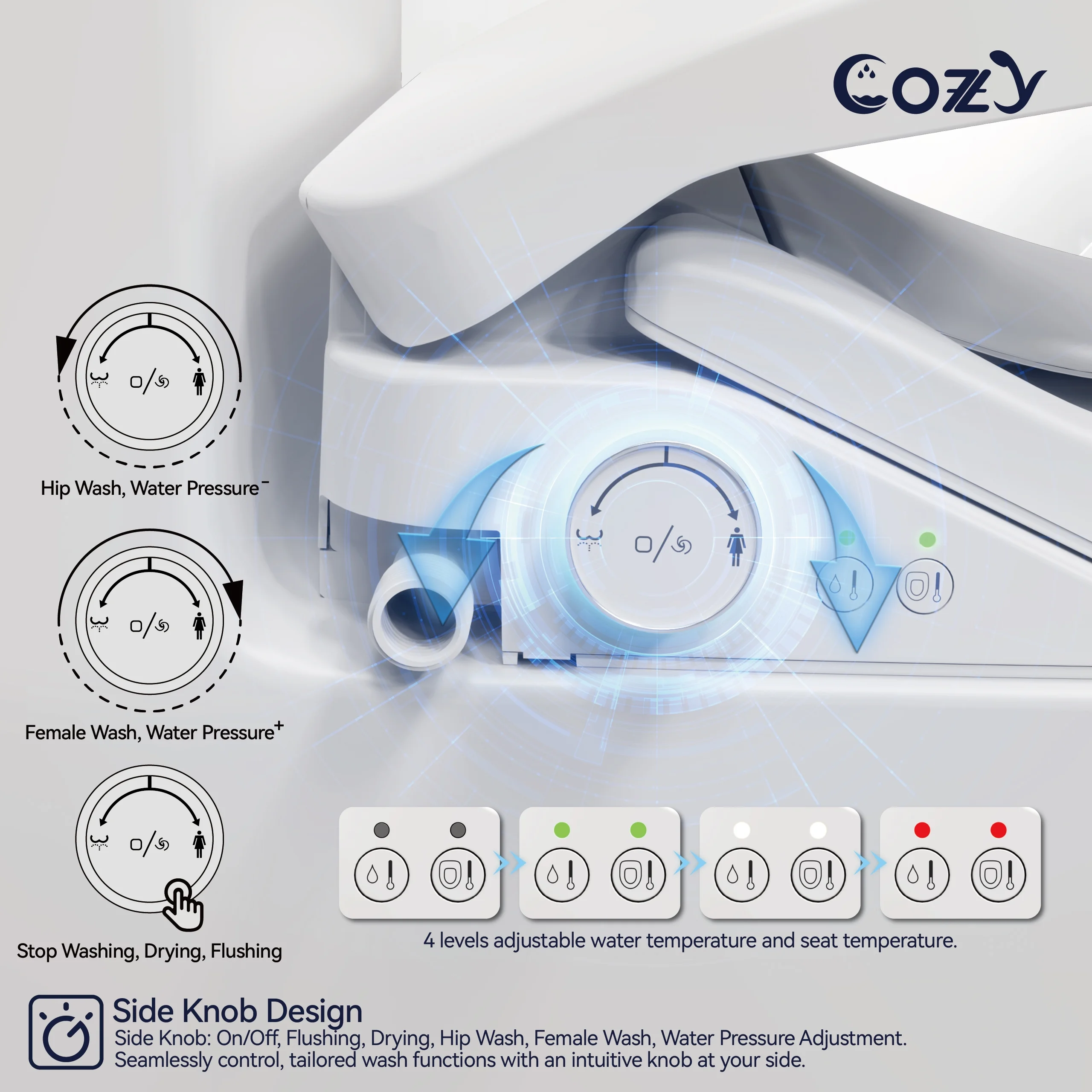 Electric Bidet Toilet Seat, 15.4 x 19.9 Inch, Adjustable Bidet Toilet Seats - Image 8
