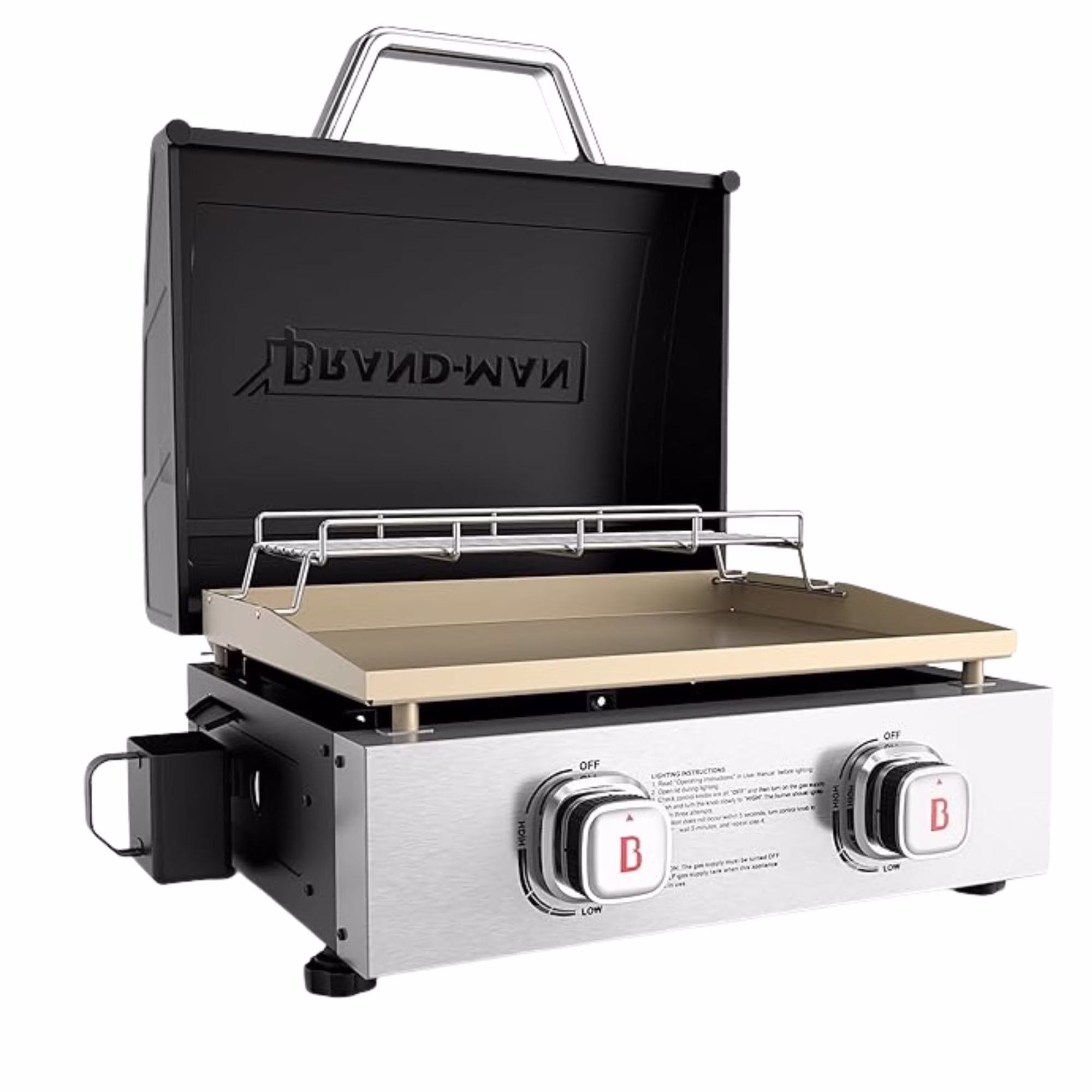 Grills 2-Burner Portable Propane Gas Tabletop Griddle, 22-Inch, 18,000 BTU, Steel(2 Burner+Lid)