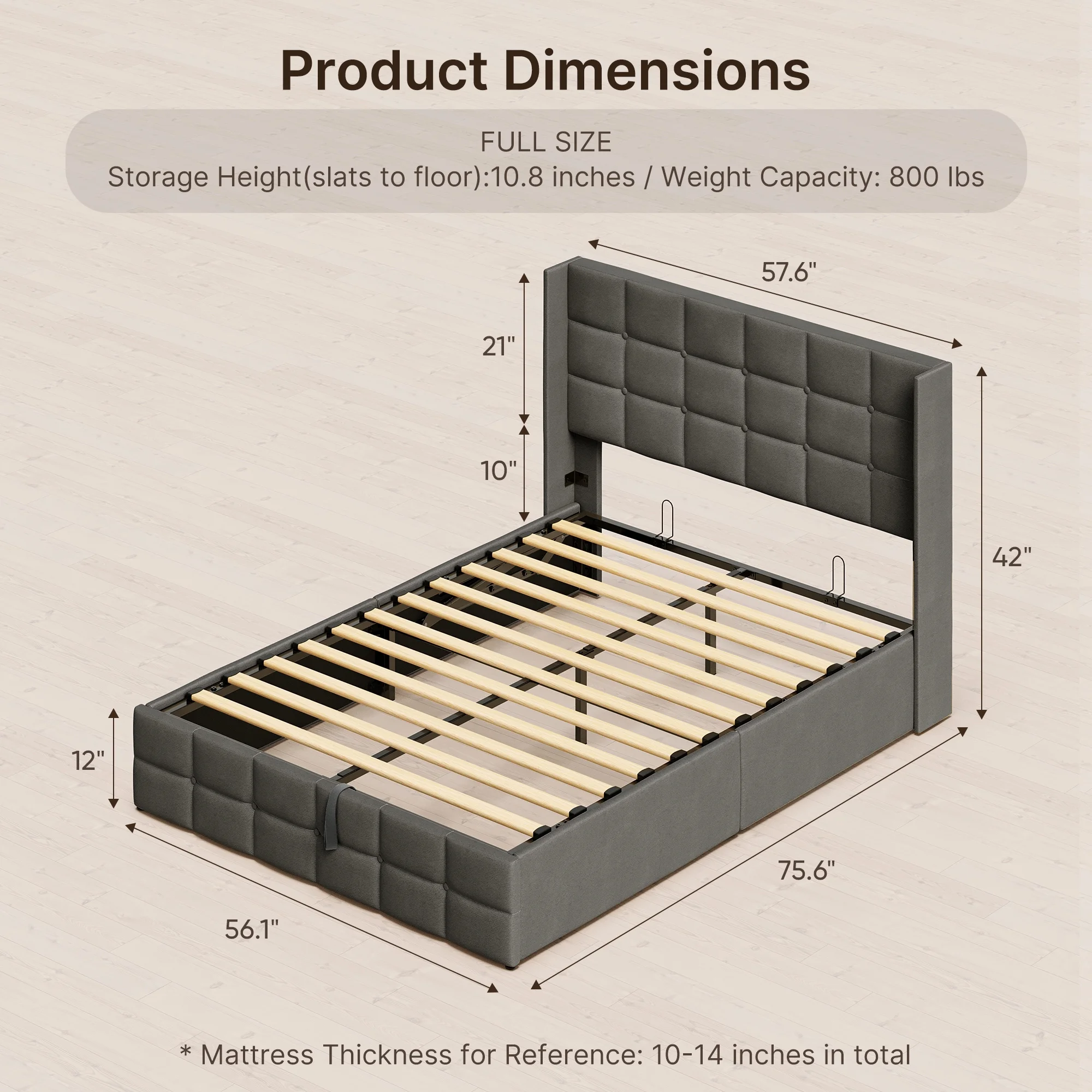 Bedroom Set Includes Full Size Bed Frame (Dark Gray), Nightstands, 5-Drawer Dresser Double Wide 6-Drawer Dresser Modern Storage Solution for Stylish Home Decor, Black - Image 7