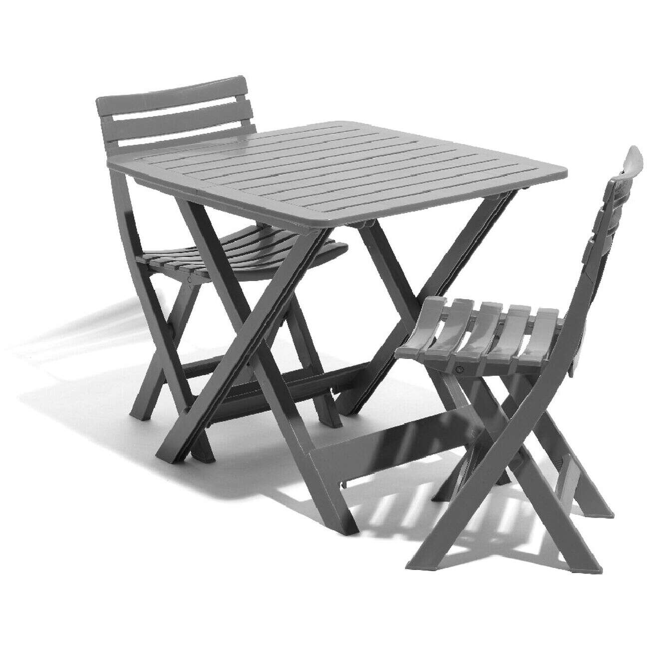 Table de jardin 2 personnes pliante plastique gris Relax
